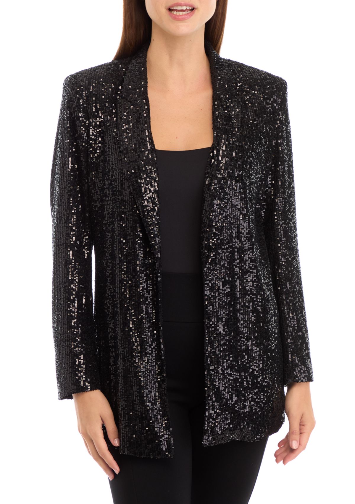 Womens Open Front Sequin Blazer