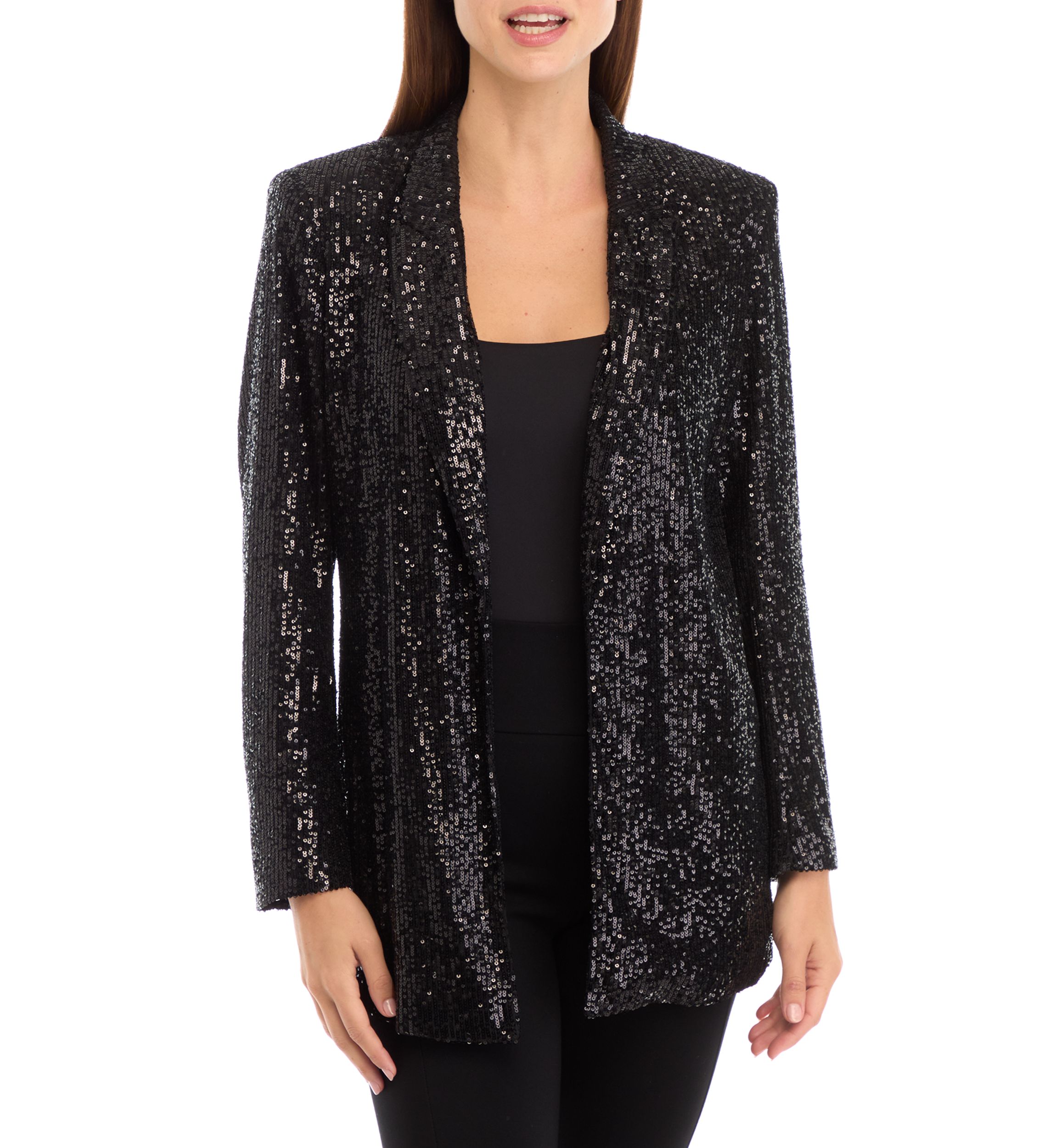 Womens Open Front Sequin Blazer