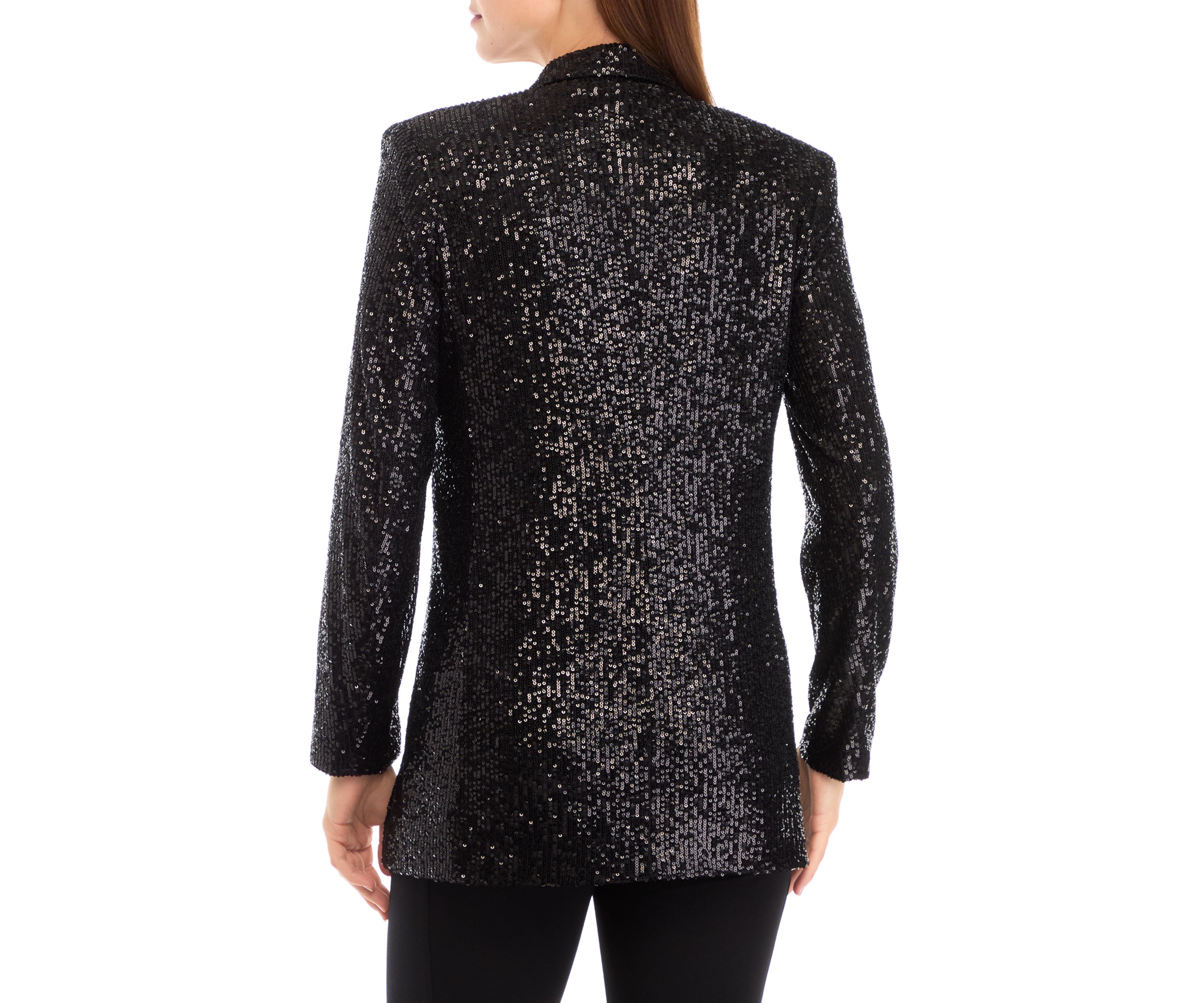Womens Open Front Sequin Blazer