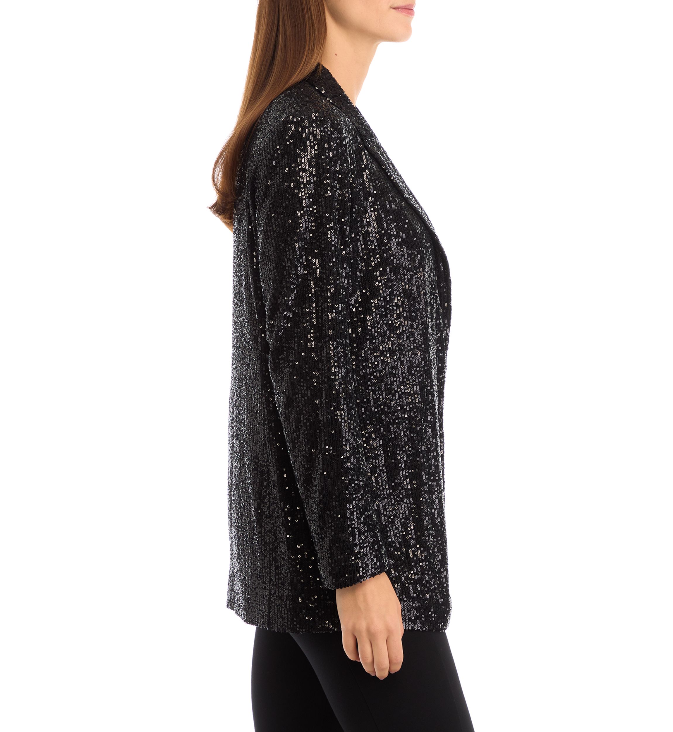 Womens Open Front Sequin Blazer