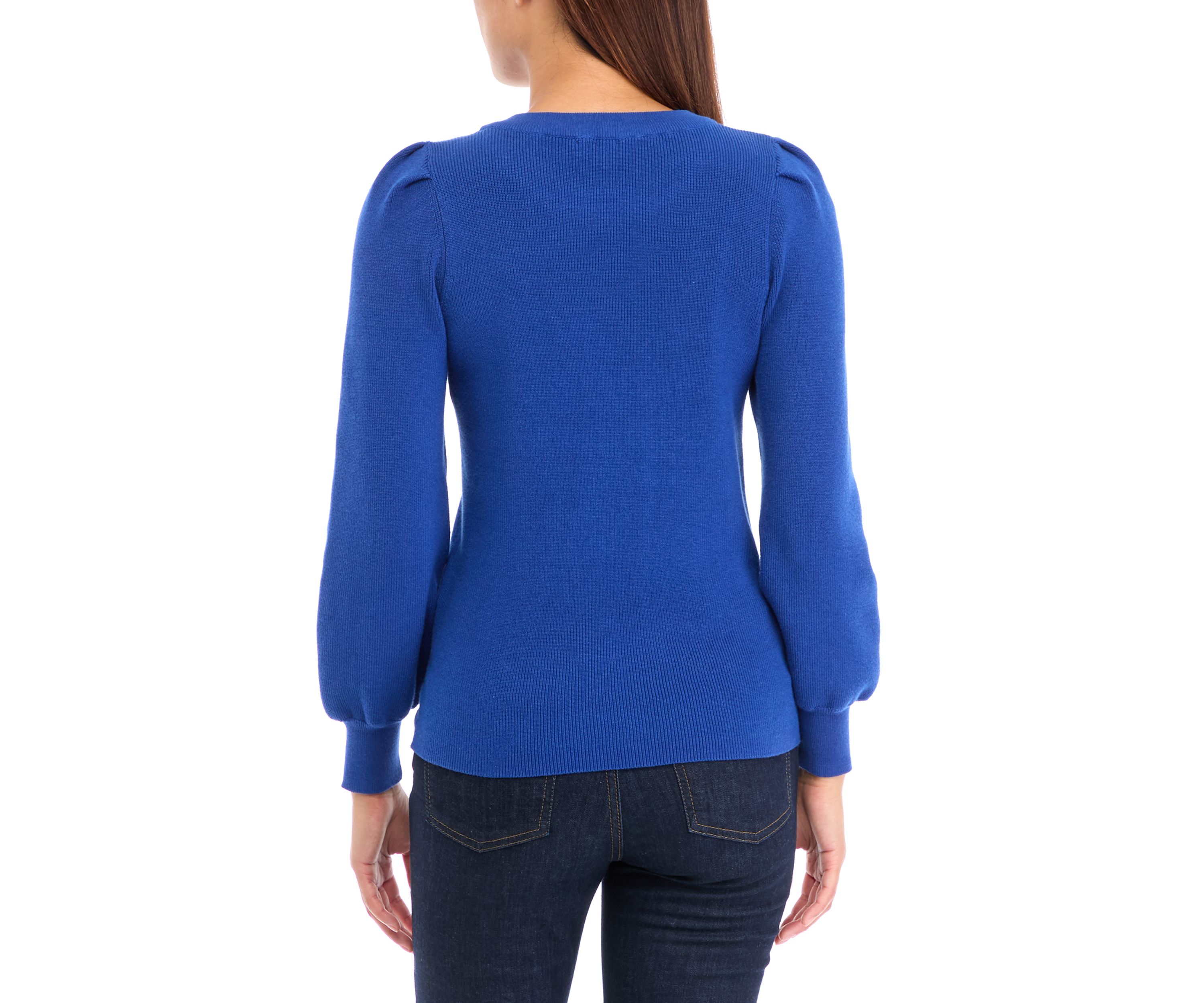 Womens Crew Neck Puff Sleeve Sweater