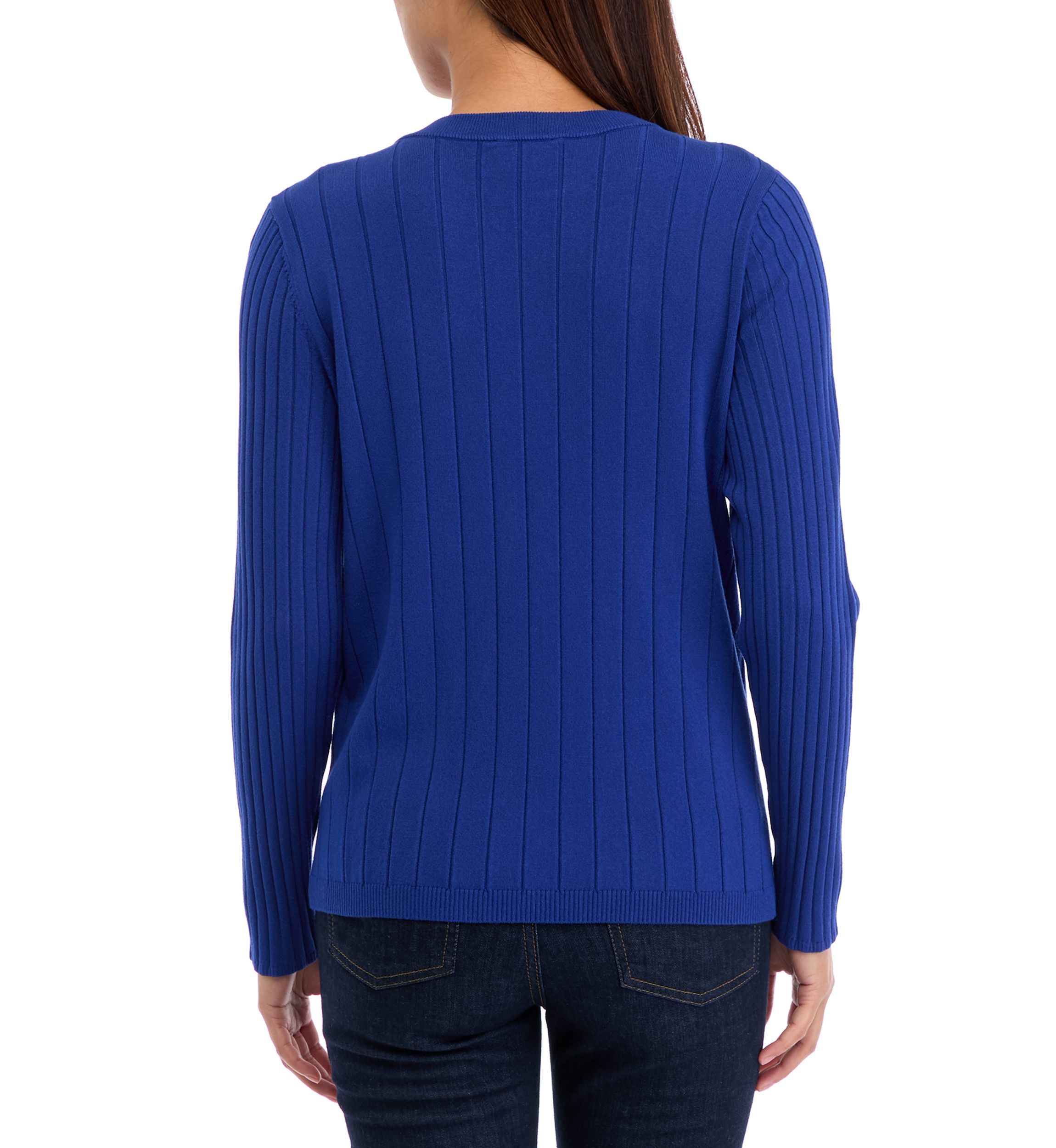 Womens Multi Rib Crew Neck Long Sleeve Sweater