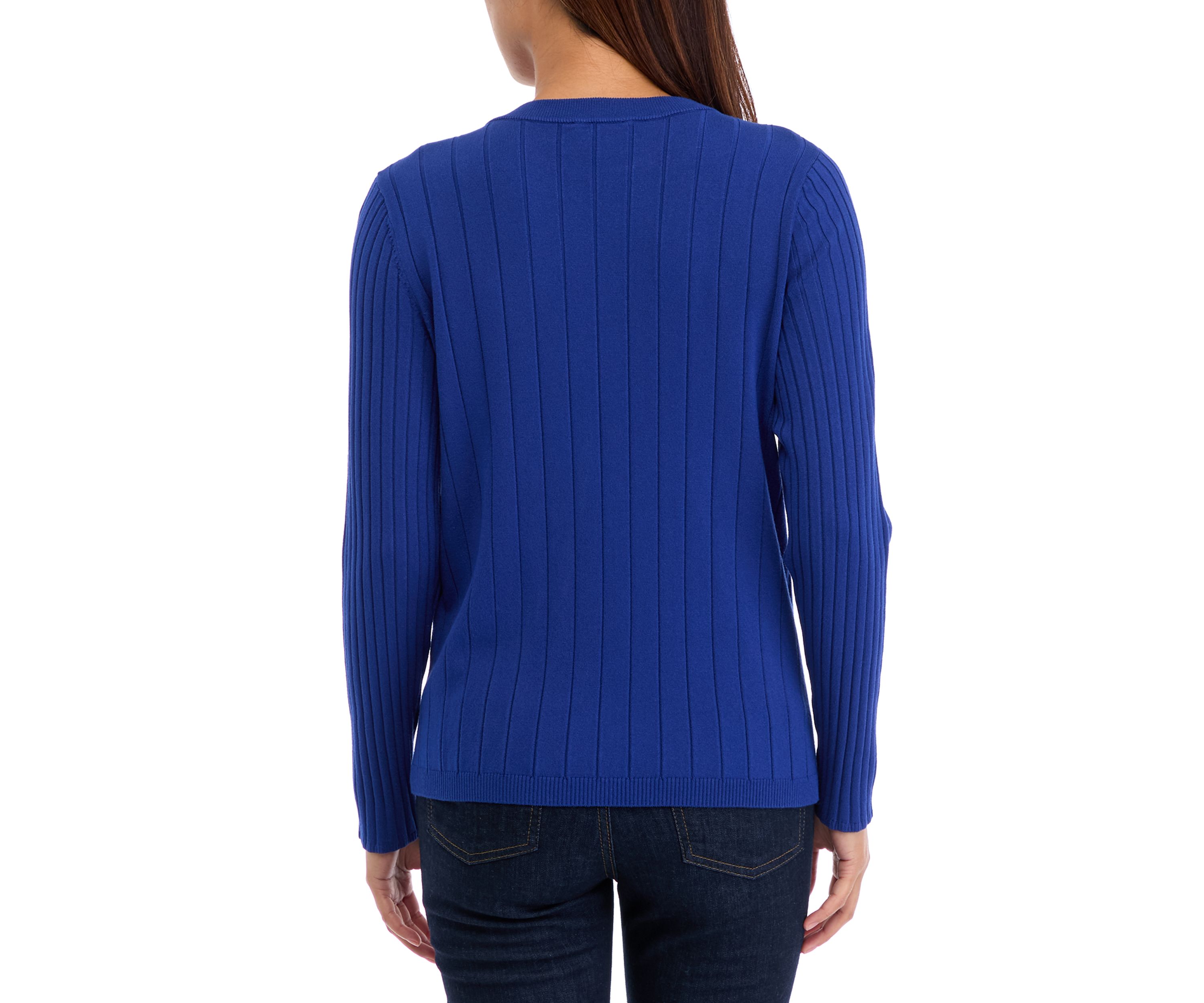 Womens Multi Rib Crew Neck Long Sleeve Sweater
