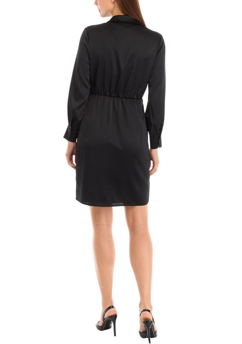 Womens Faux Wrap Shirtdress