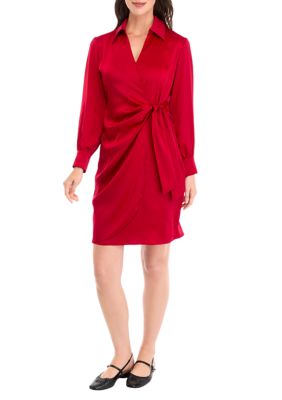 THE LIMITED Women's Petite Faux Wrap Shirtdress