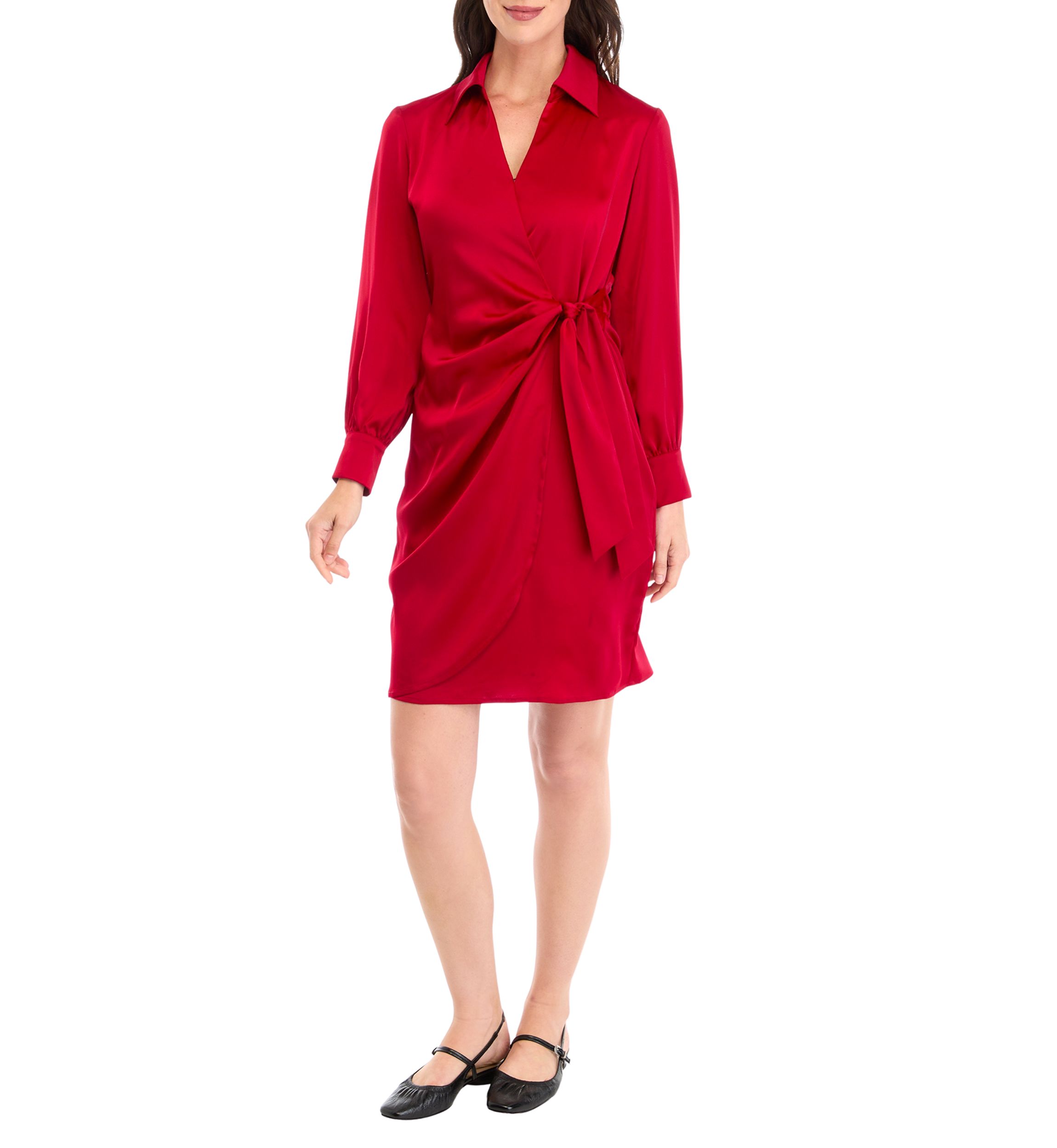 Petite Faux Wrap Shirtdress