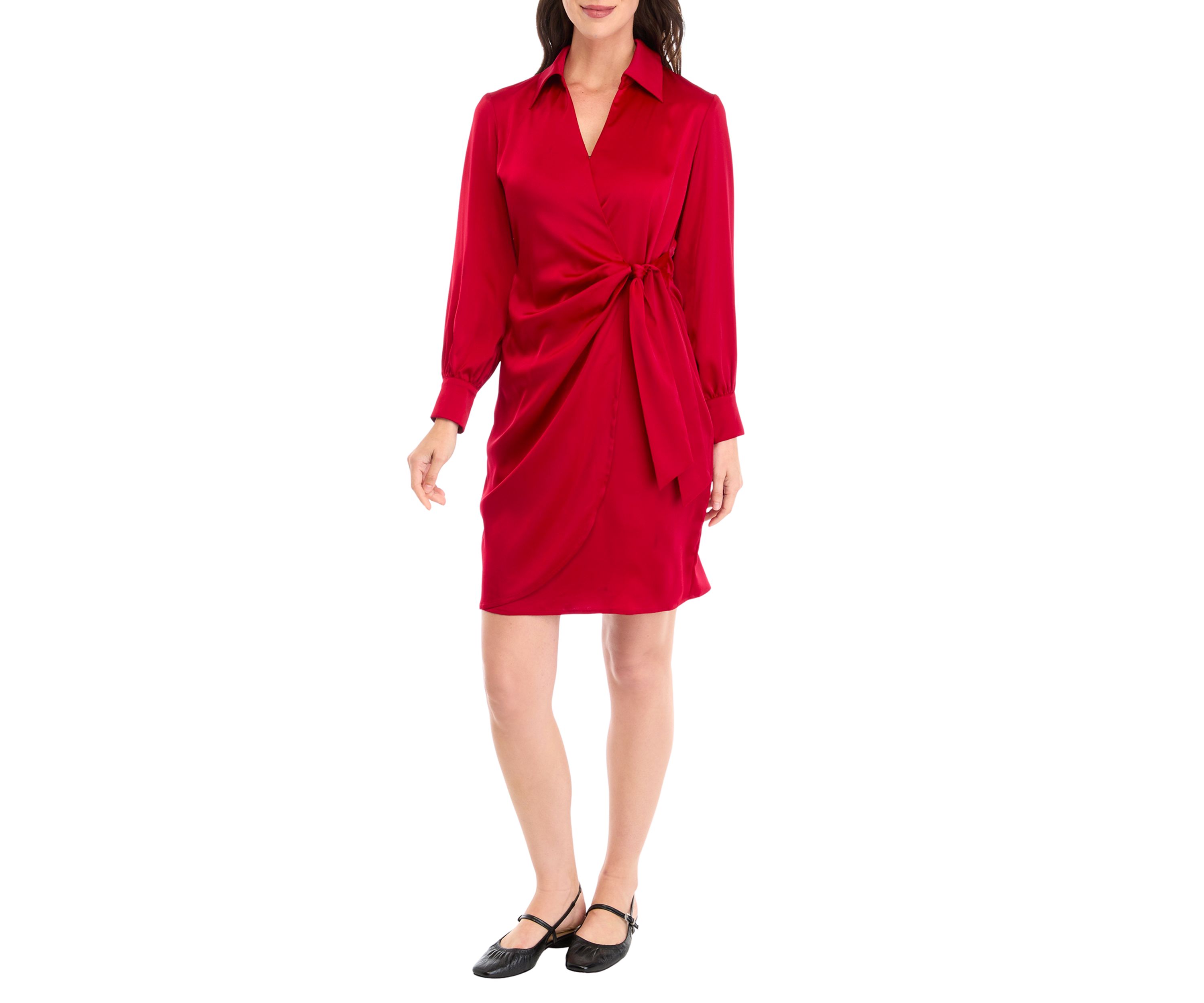 Petite Faux Wrap Shirtdress