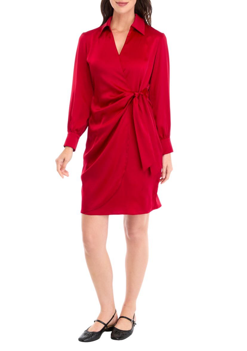 Petite Faux Wrap Shirtdress
