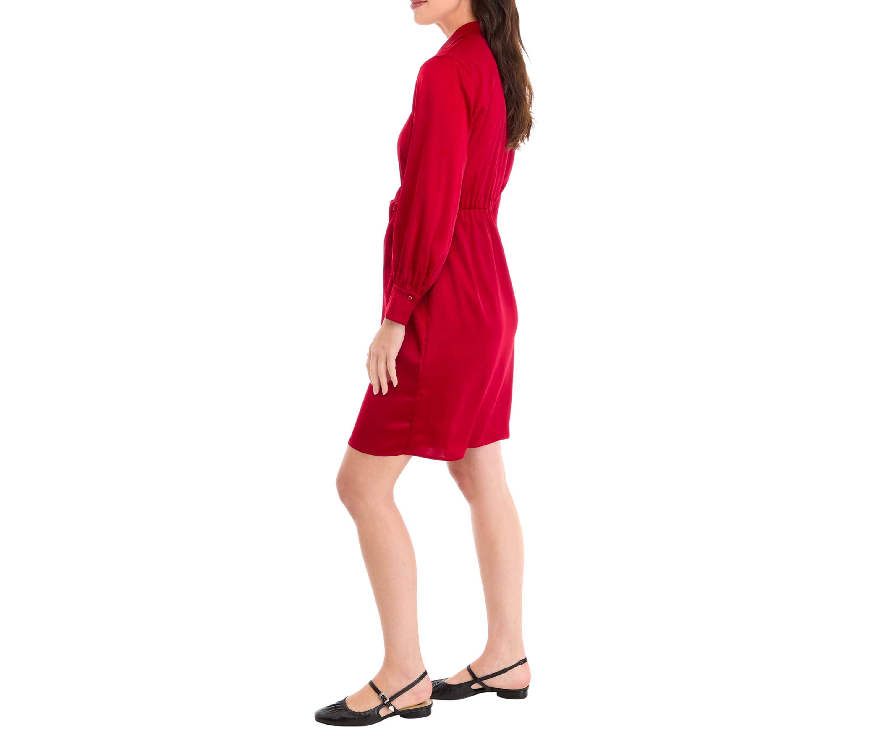 Petite Faux Wrap Shirtdress