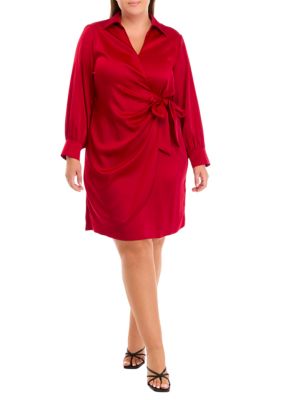 THE LIMITED Women's Plus Size Faux Wrap Shirtdress, 0X