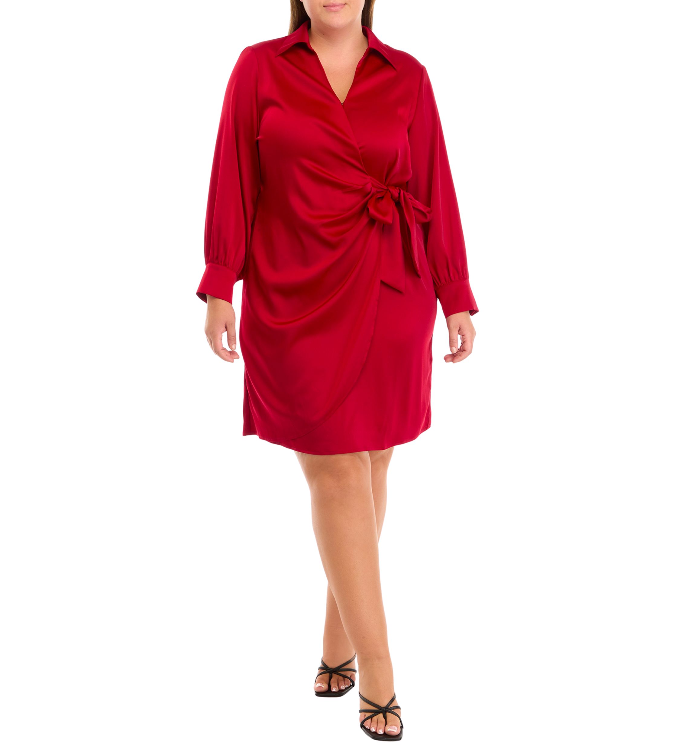 Plus Size Faux Wrap Shirtdress