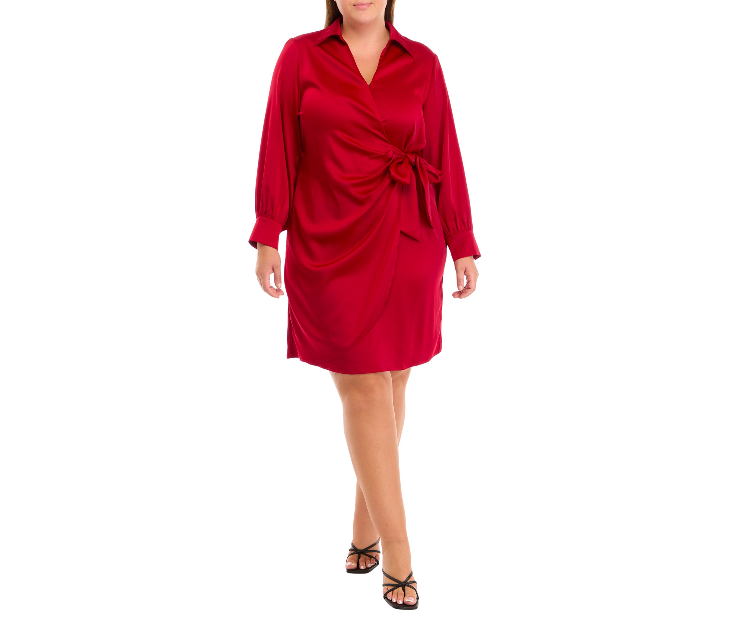 Plus Size Faux Wrap Shirtdress
