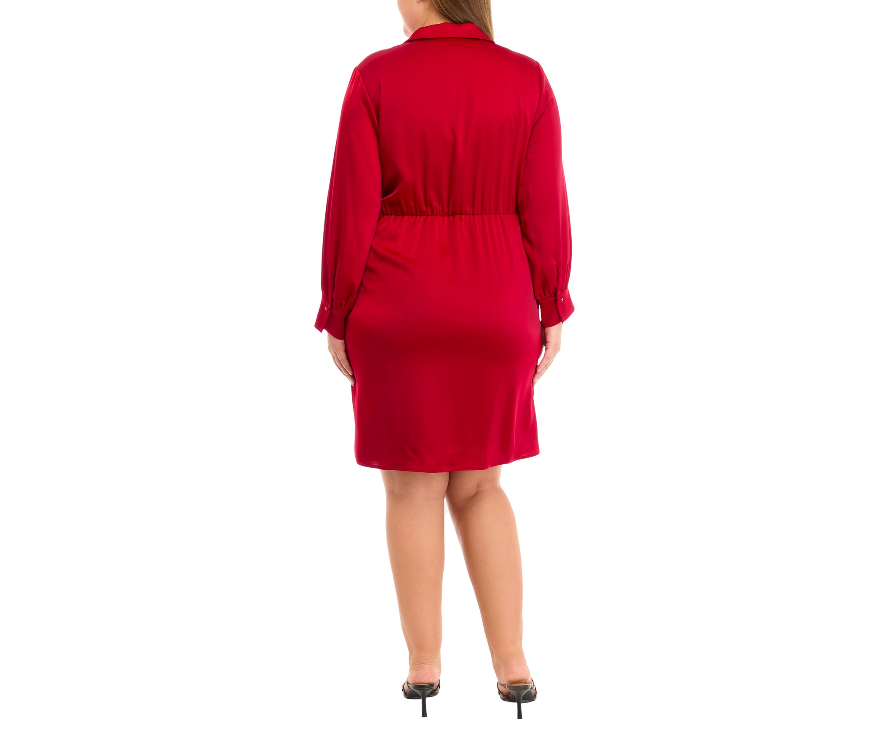 Plus Size Faux Wrap Shirtdress