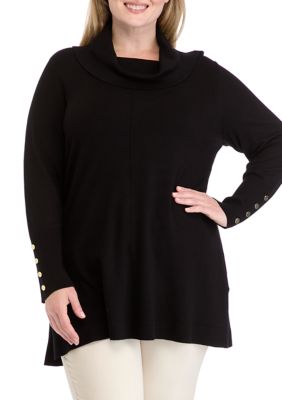 THE LIMITED Women's Plus Size Cowl Neck Sweater, Black, 3X
