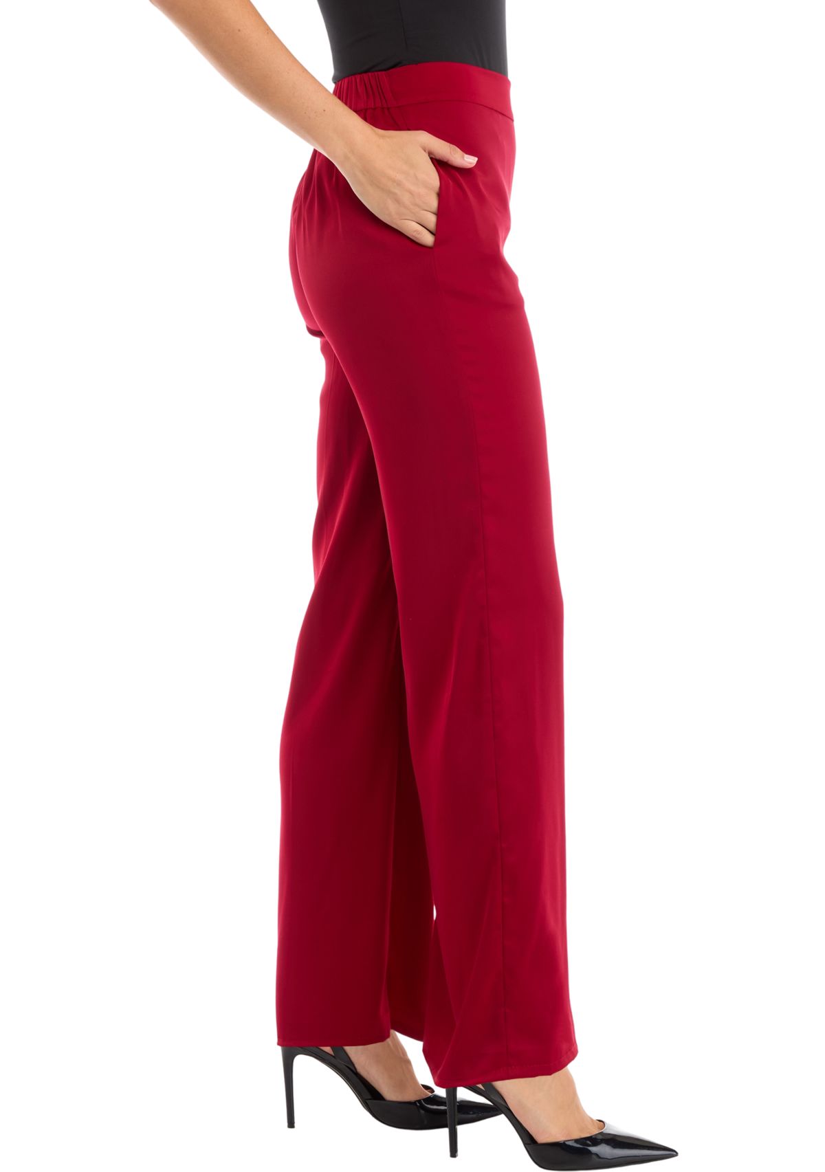 Petite Satin Pull On Pants
