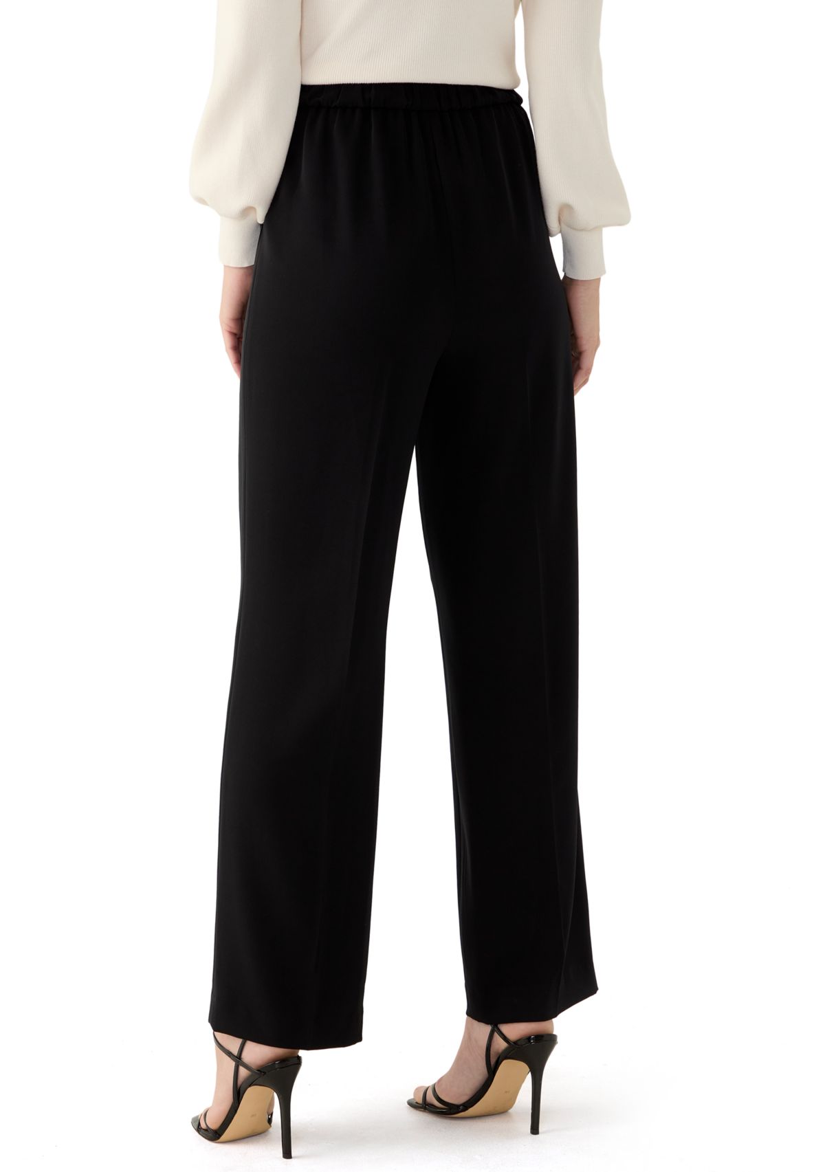 Plus Size High Rise Pull On Wide Leg Pants