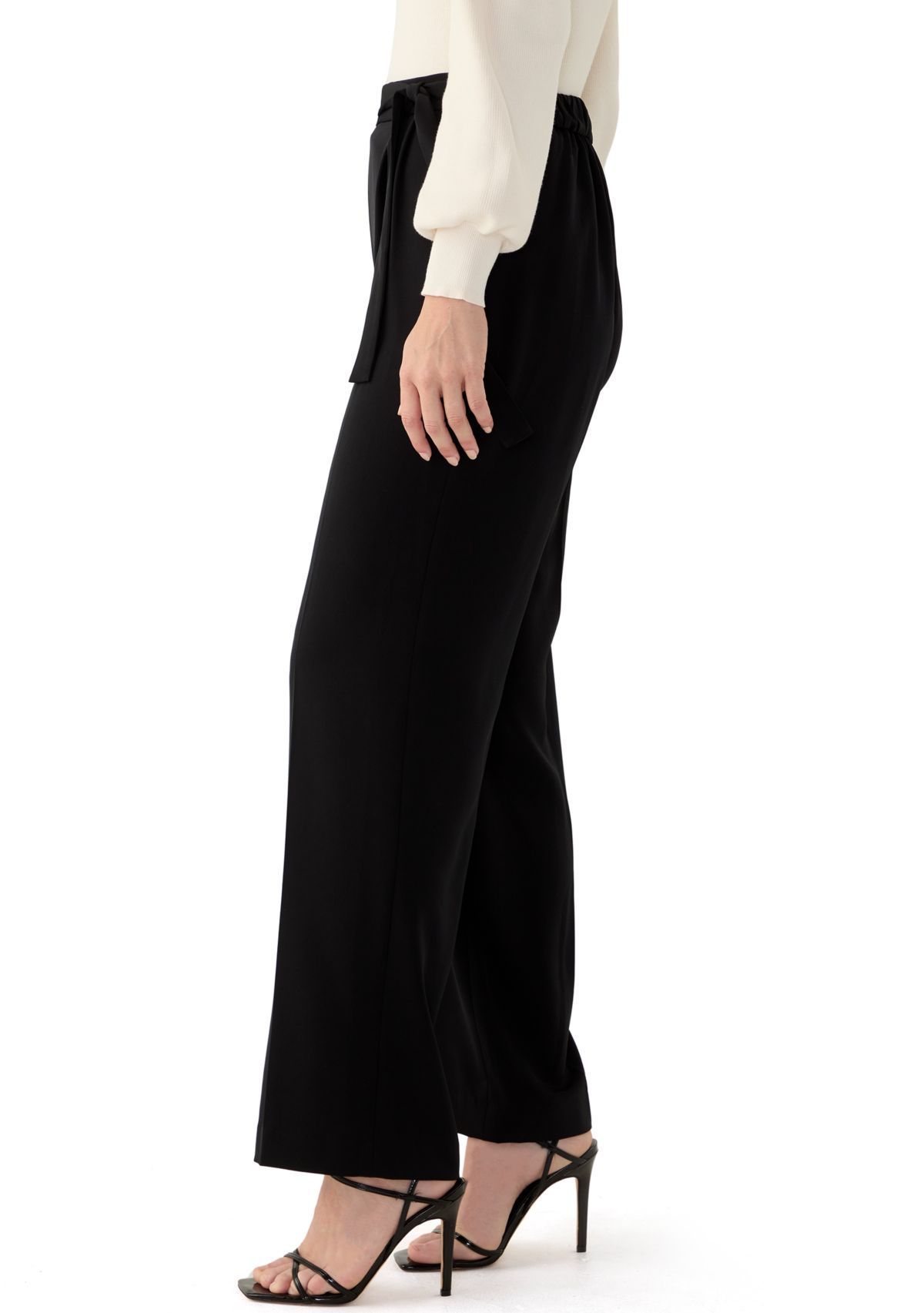 Plus Size High Rise Pull On Wide Leg Pants
