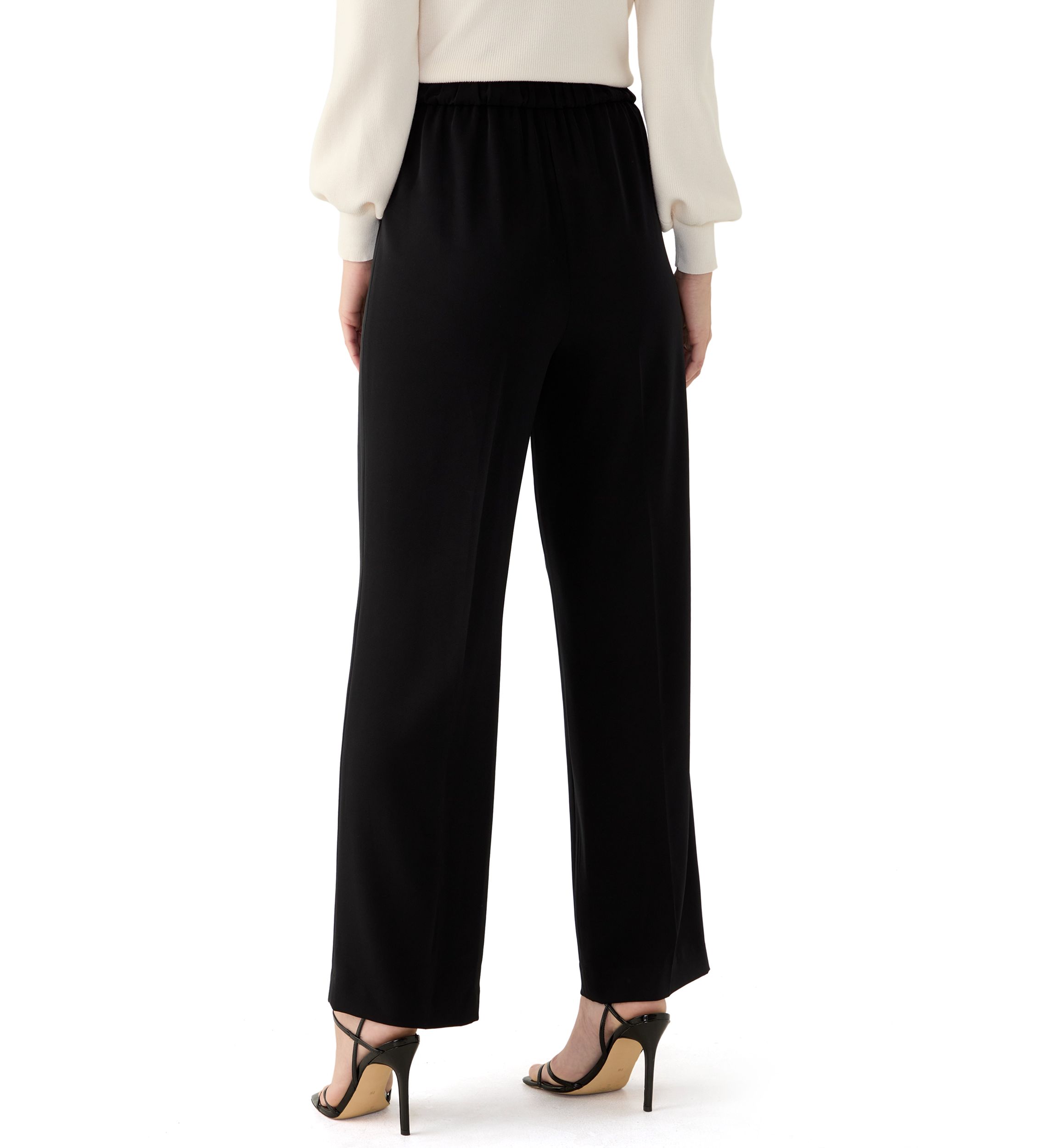 Petite High Rise Pull On Wide Leg Pants