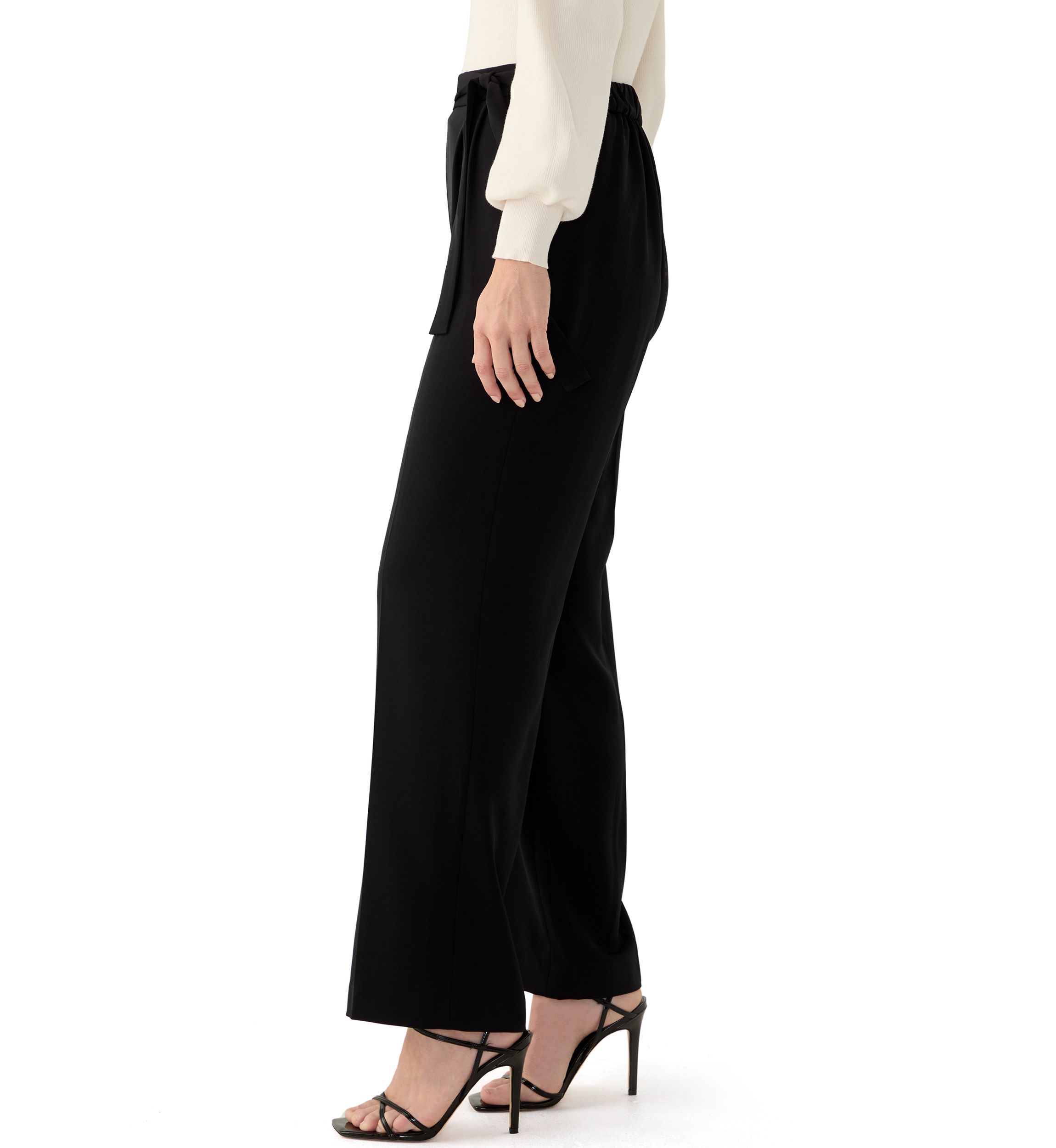 Petite High Rise Pull On Wide Leg Pants