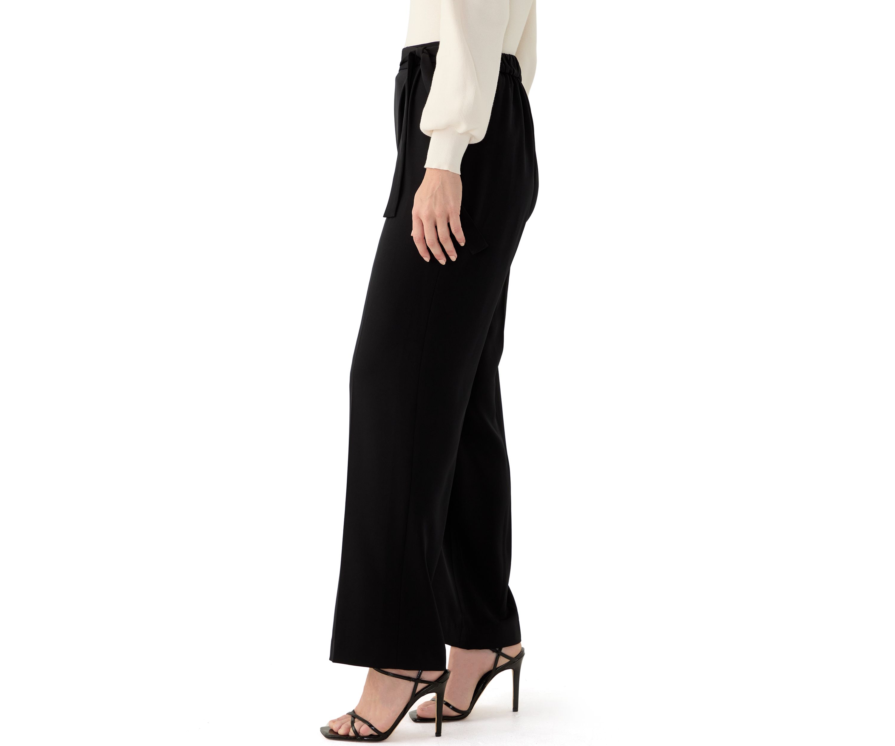 Petite High Rise Pull On Wide Leg Pants
