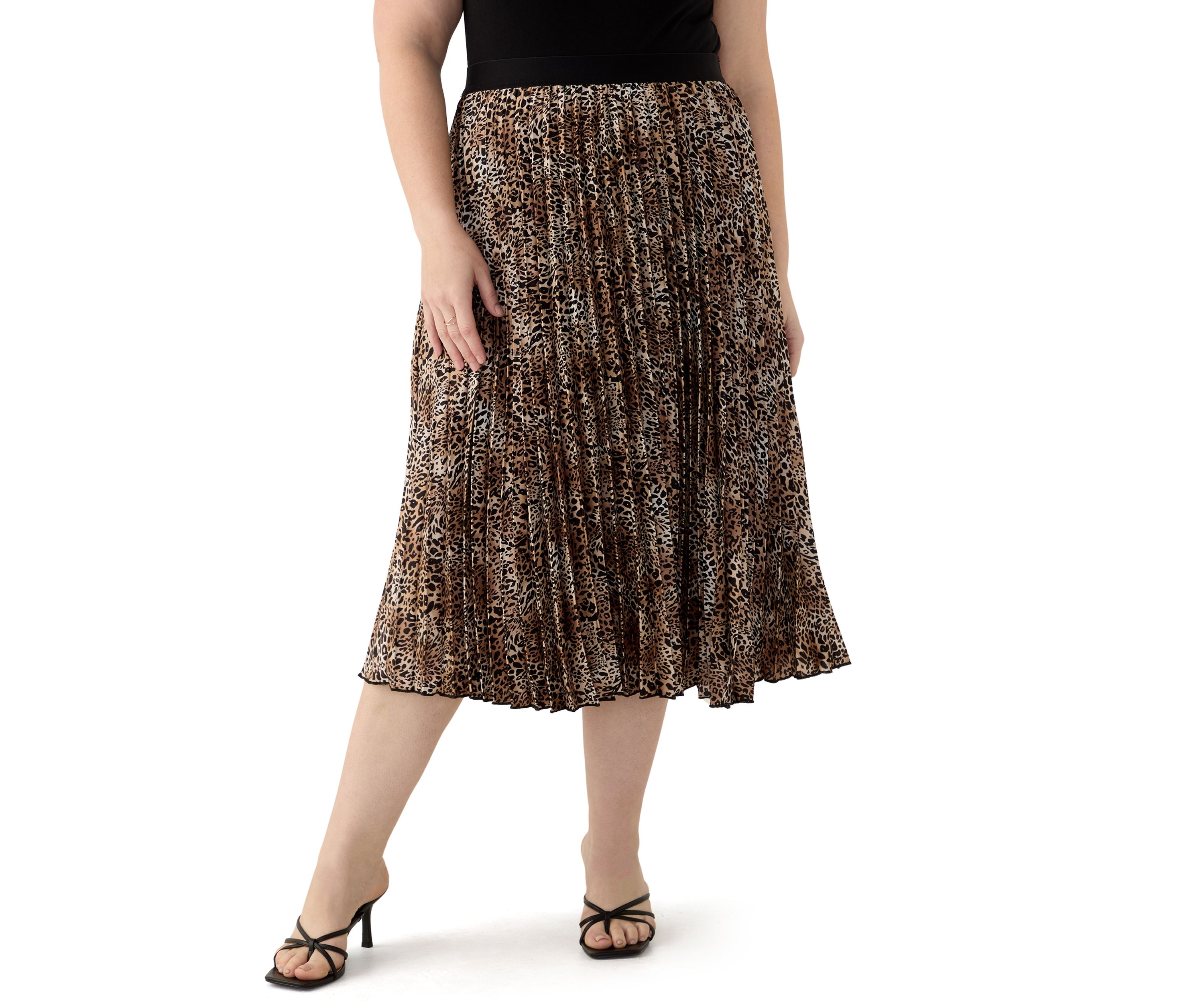 Plus Size Pull On Printed Skirt 