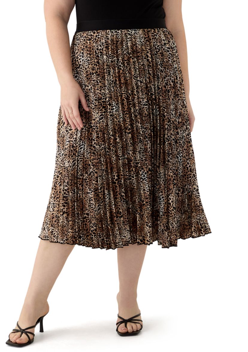 Plus Size Pull On Printed Skirt 