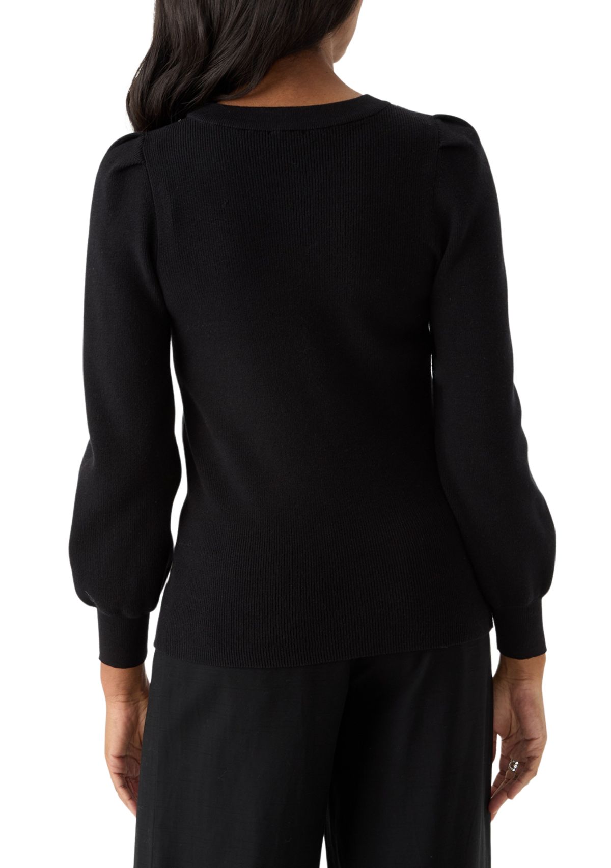 Womens Embellished Crew Neck Pullover Sweater