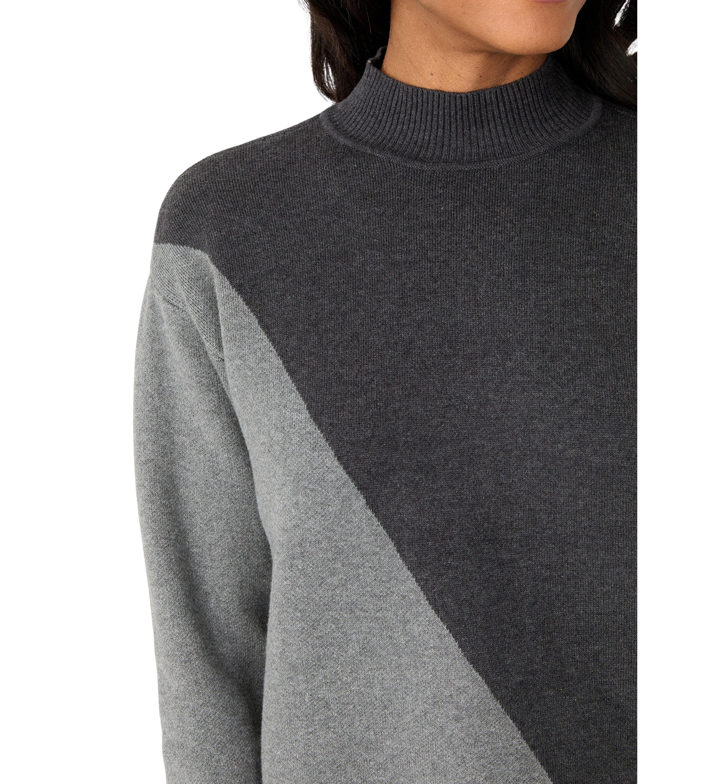 Womens Mock Neck Color Block Sweater