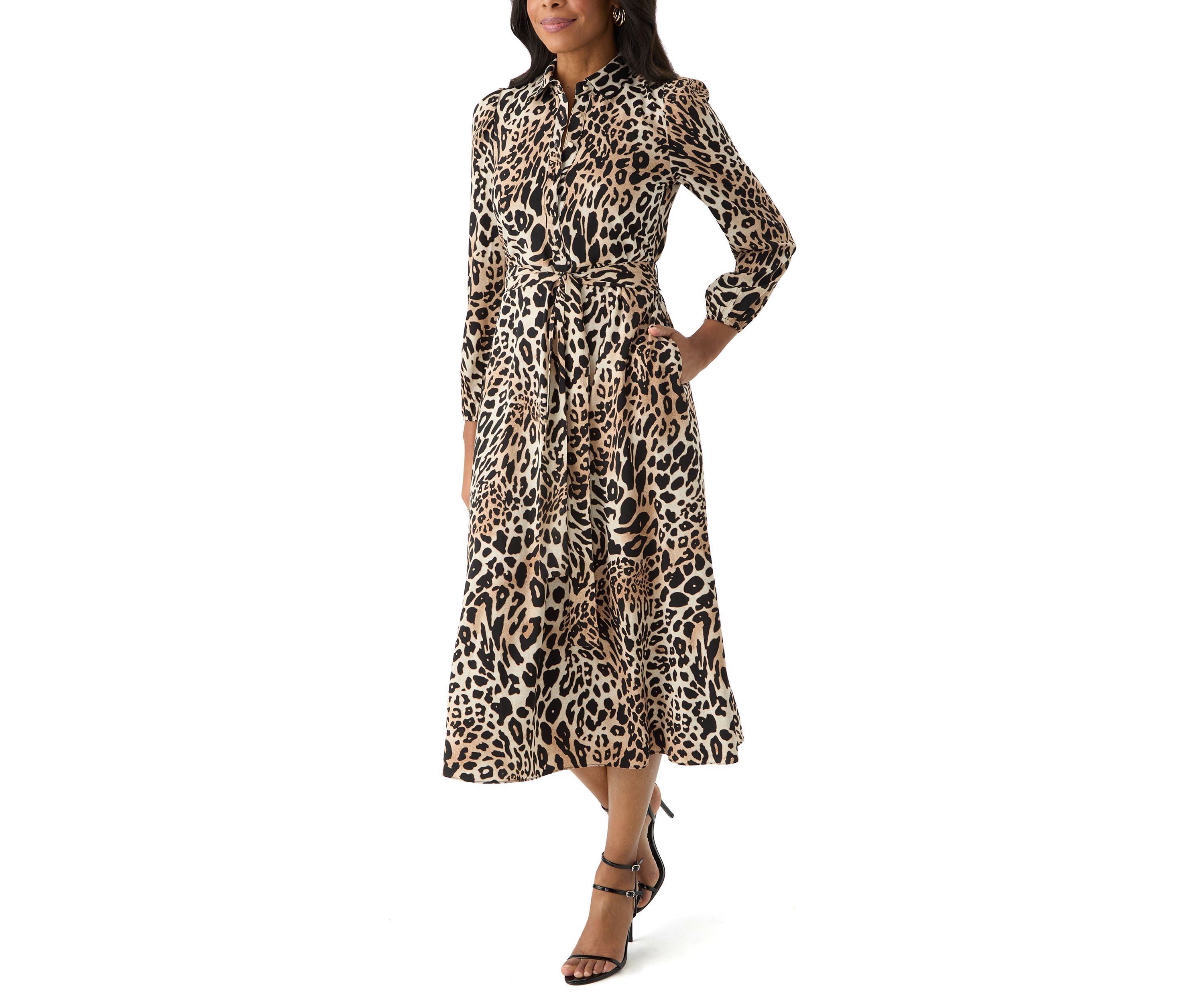 Plus Size Printed Midi Shirtdress