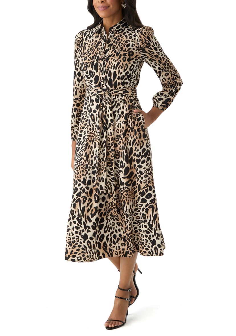 Plus Size Printed Midi Shirtdress