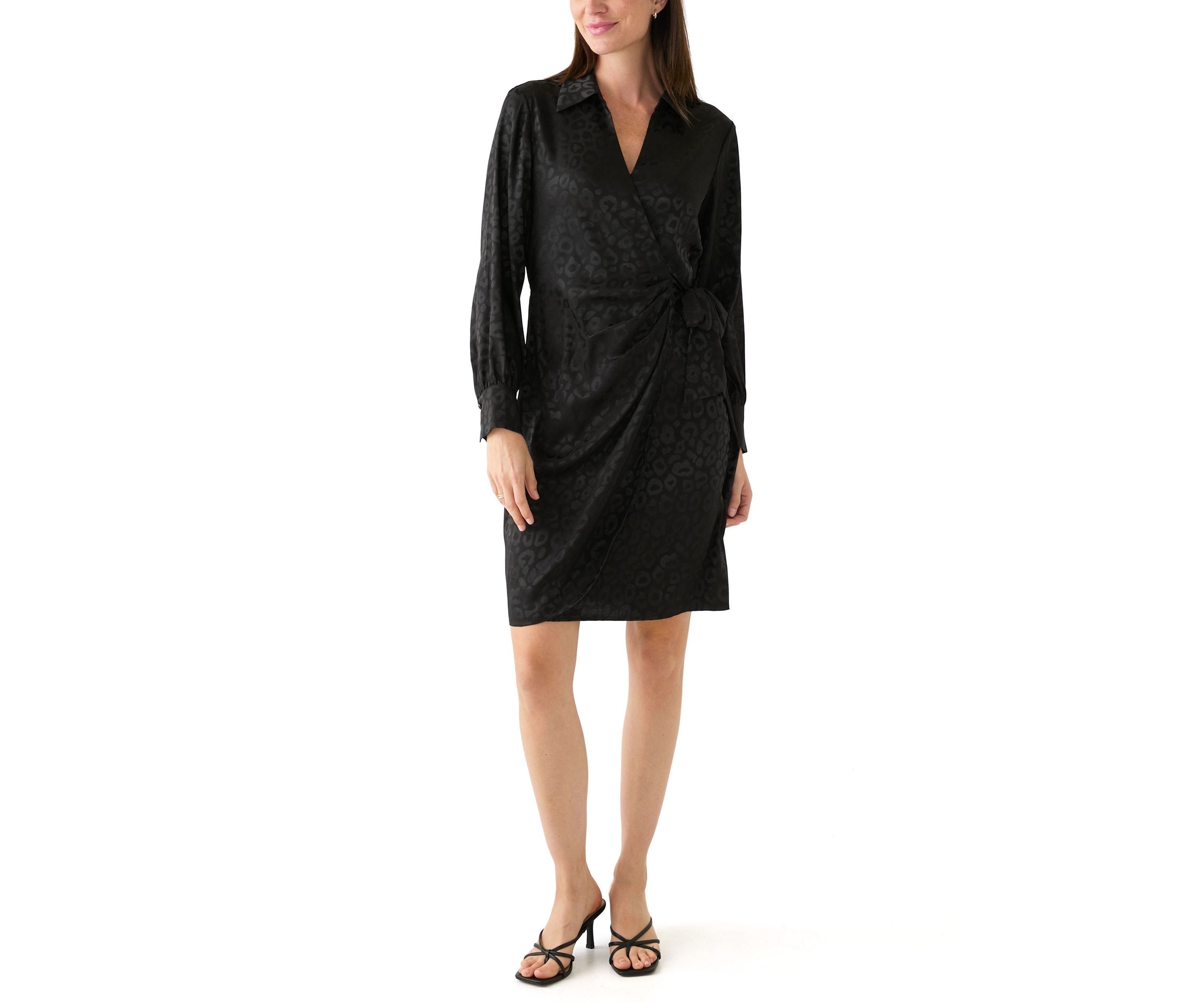Womens Long Sleeve Wrap Shirtdress