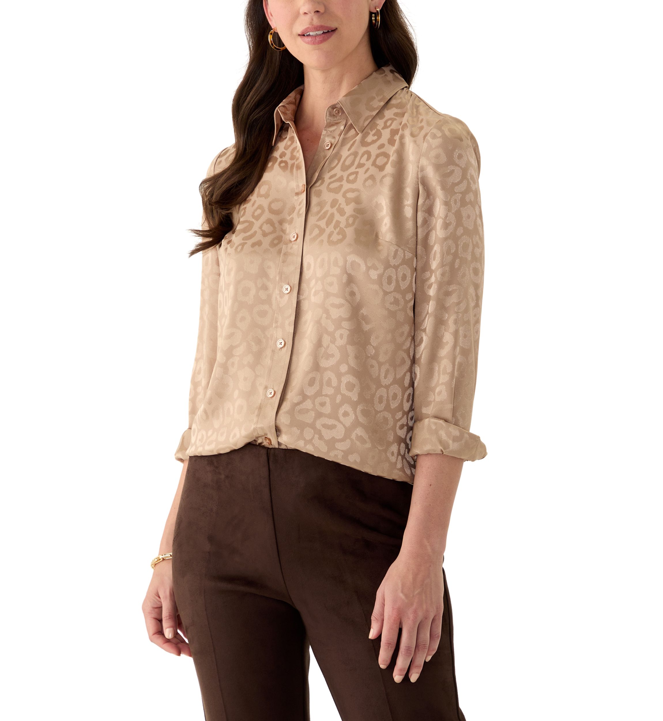 Petite Long Sleeve Button Down Shirt