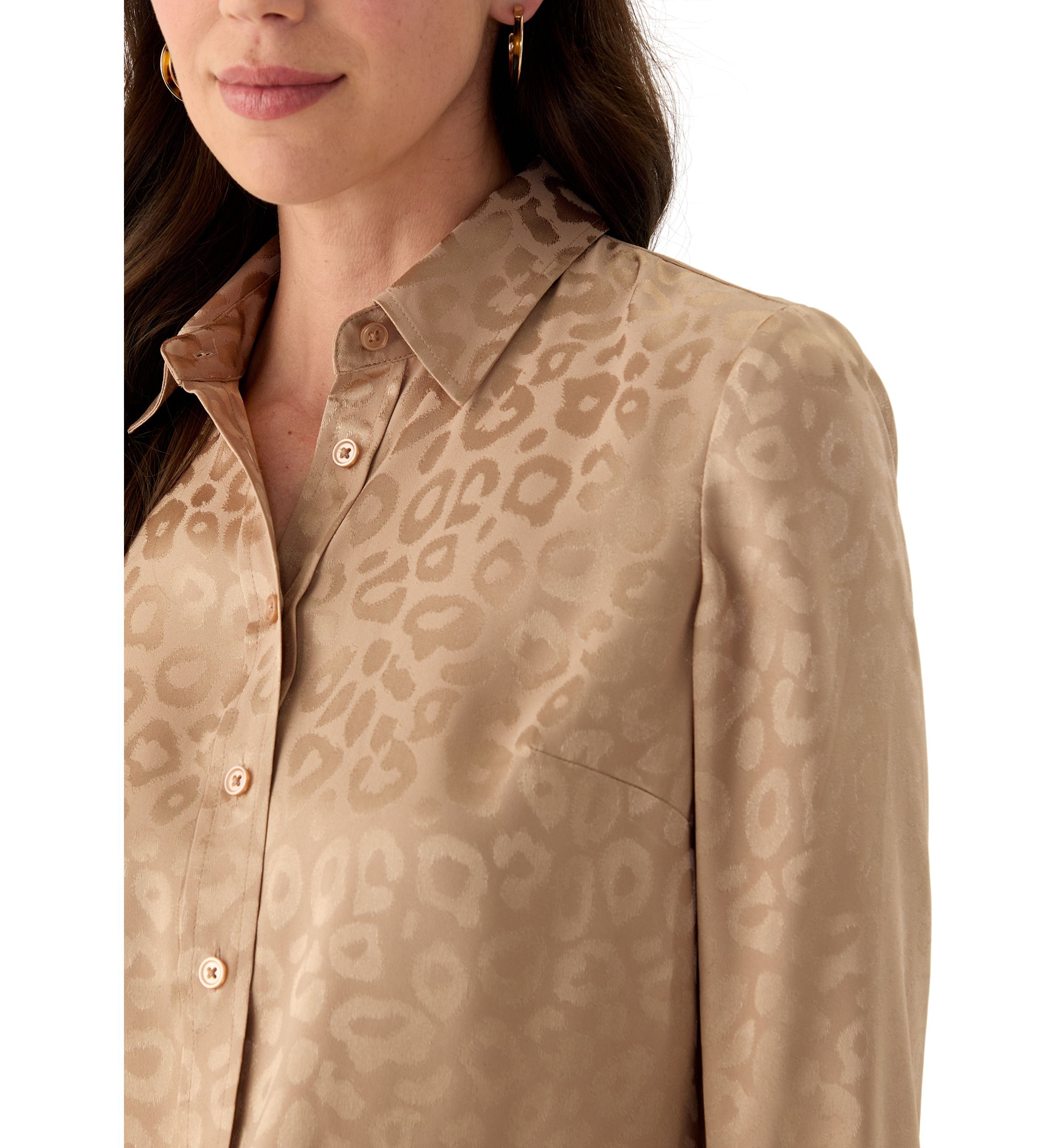 Petite Long Sleeve Button Down Shirt