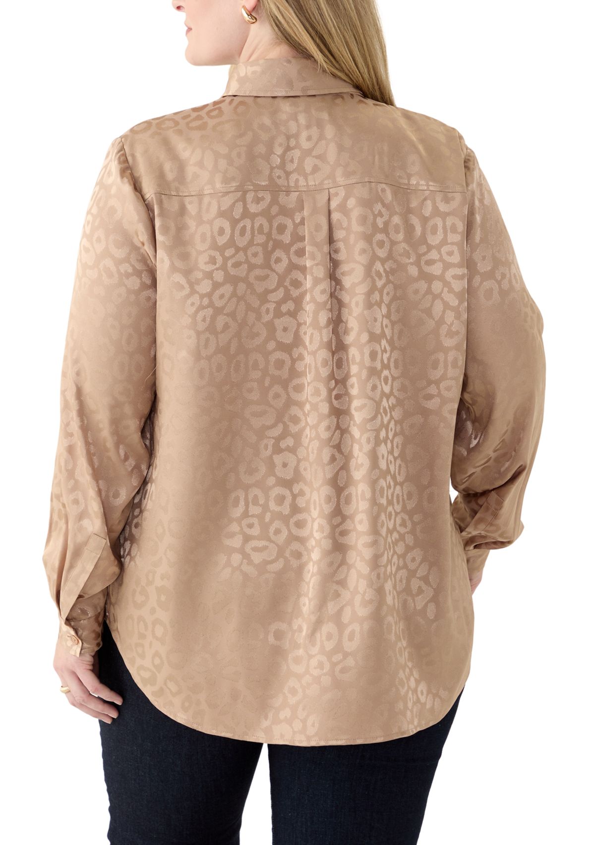 Plus Size Long Sleeve Button Down Shirt 