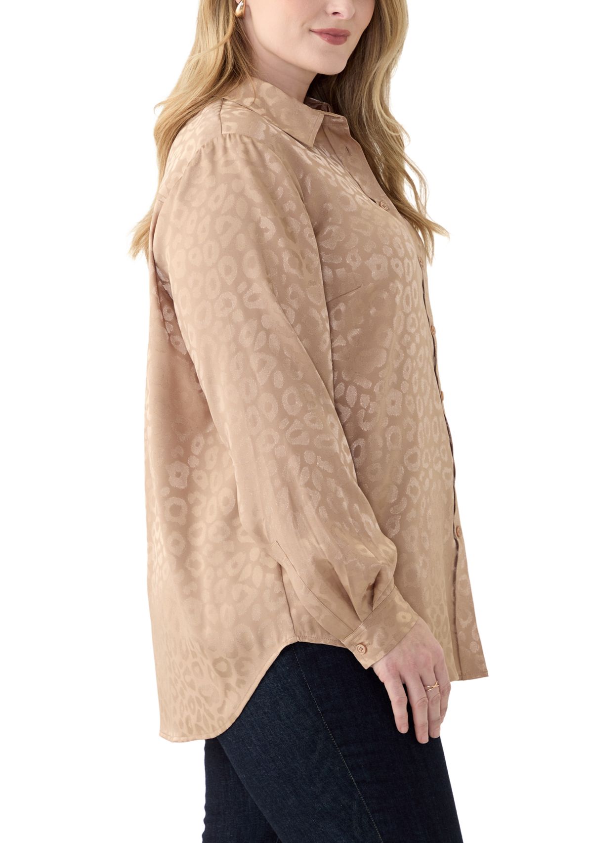 Plus Size Long Sleeve Button Down Shirt 