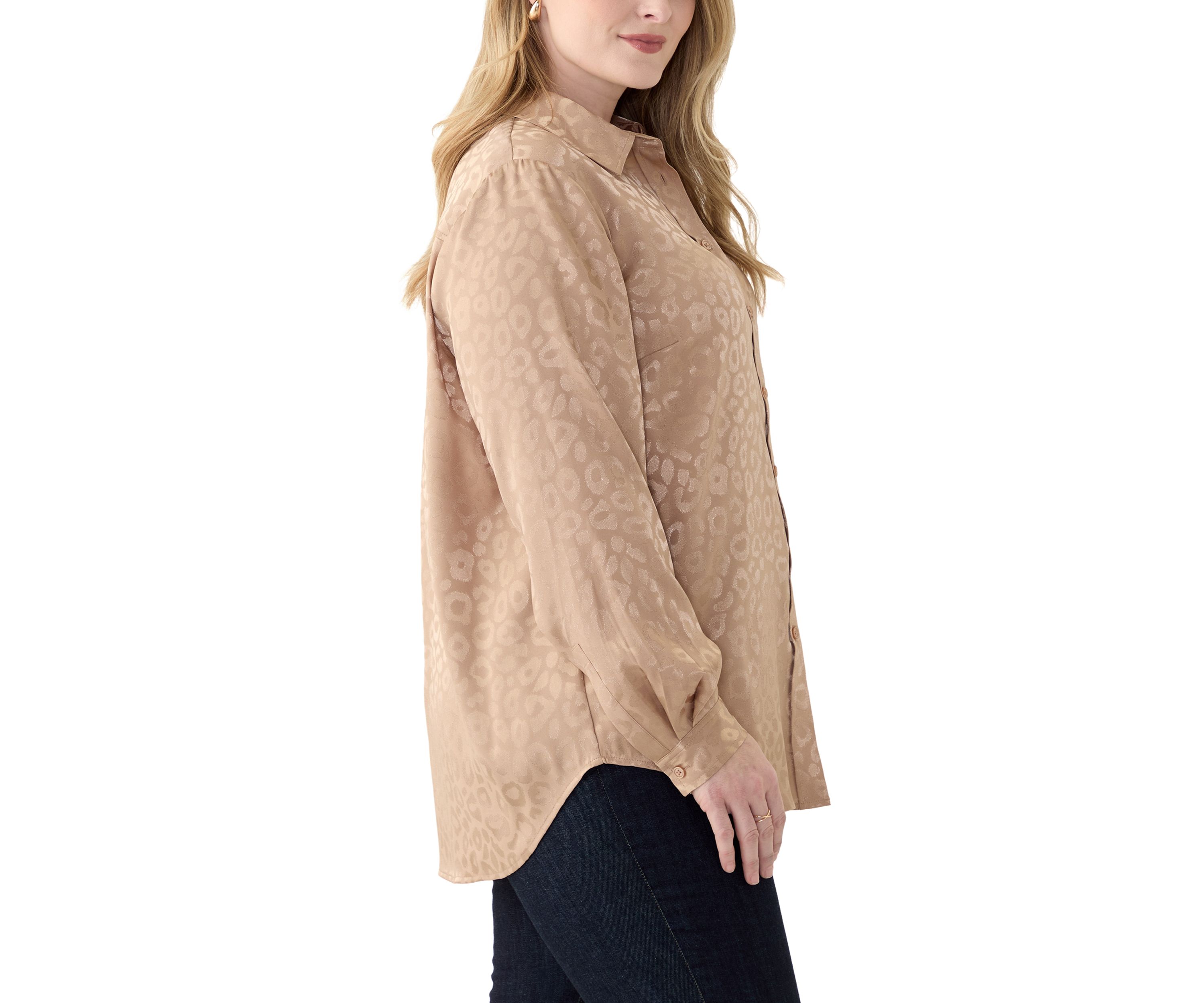 Plus Size Long Sleeve Button Down Shirt 