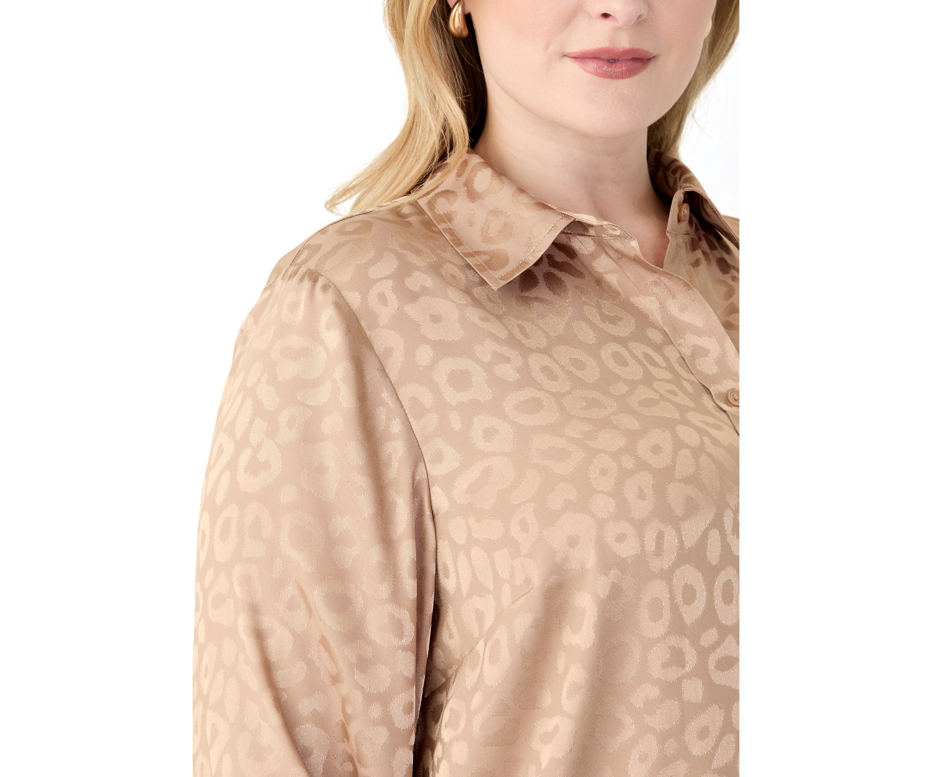 Plus Size Long Sleeve Button Down Shirt 