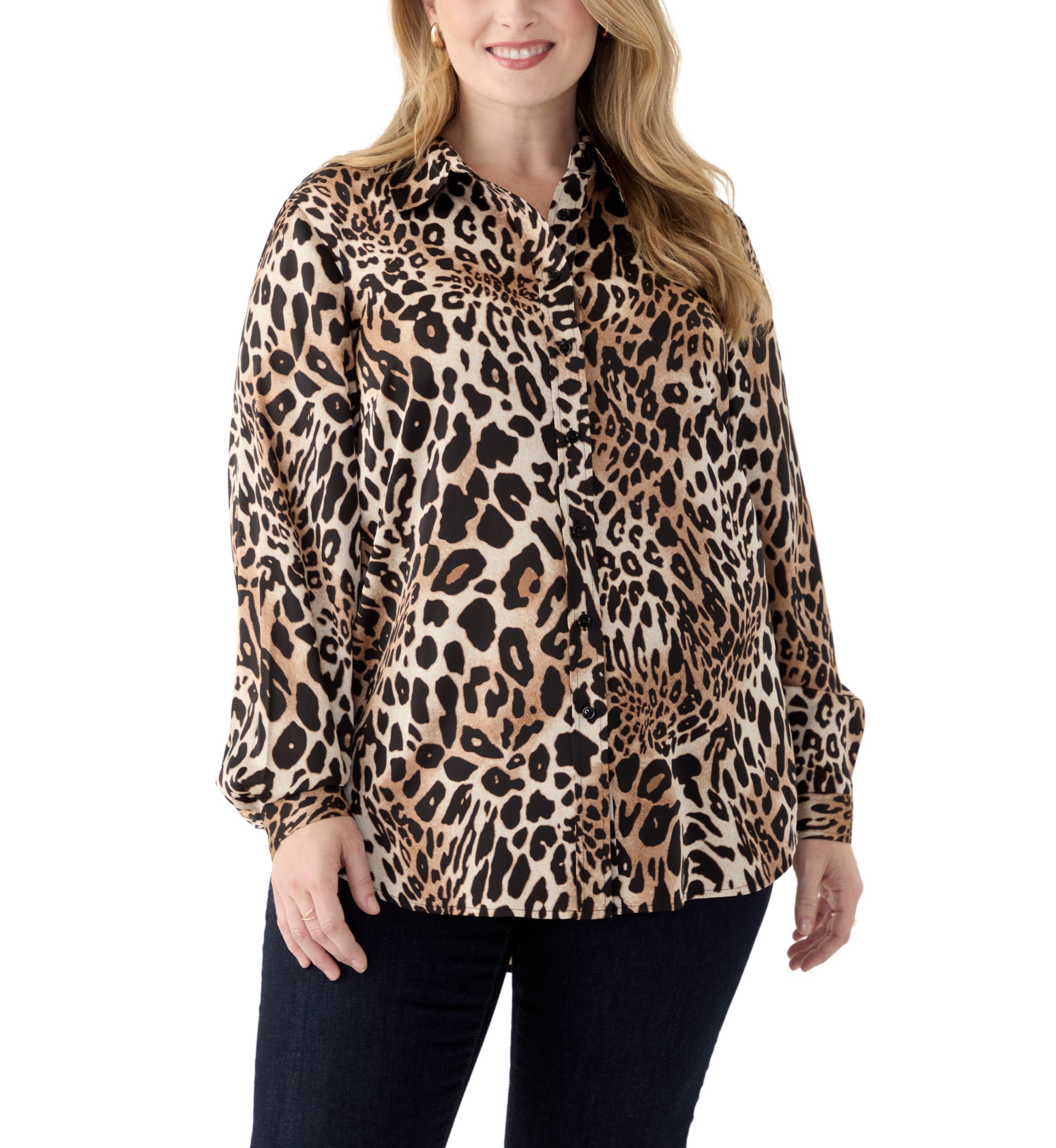 Plus Size Long Sleeve Button Down Shirt 
