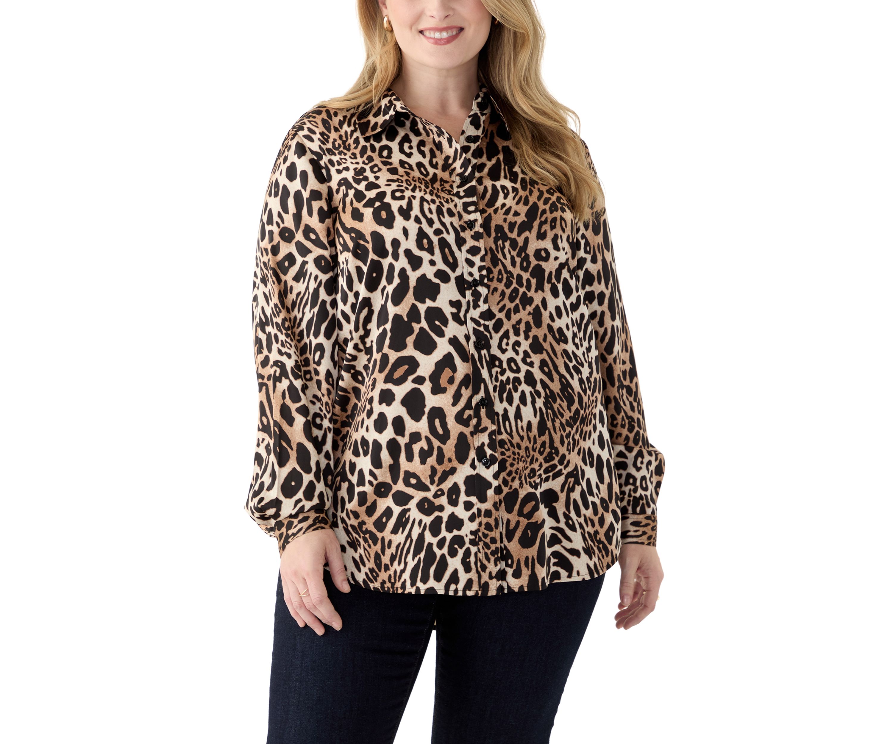 Plus Size Long Sleeve Button Down Shirt 
