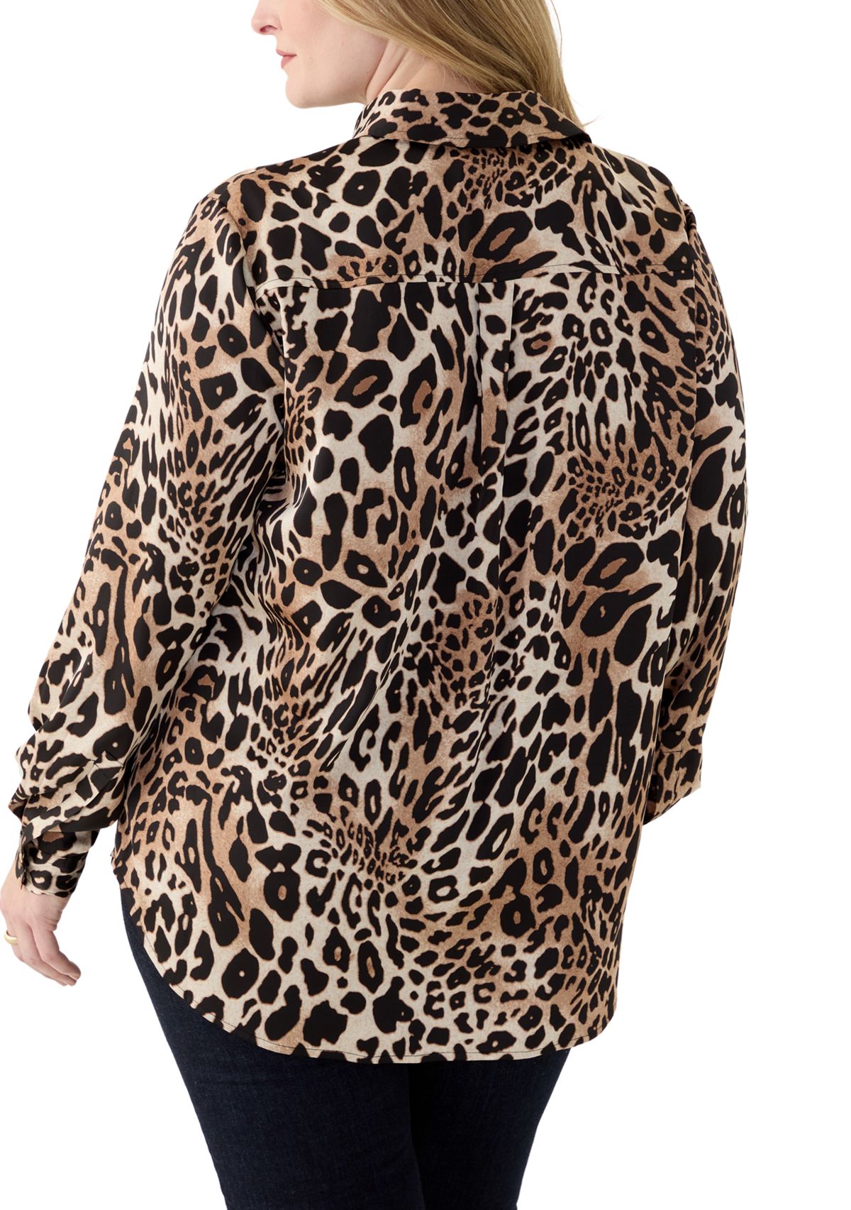 Plus Size Long Sleeve Button Down Shirt 