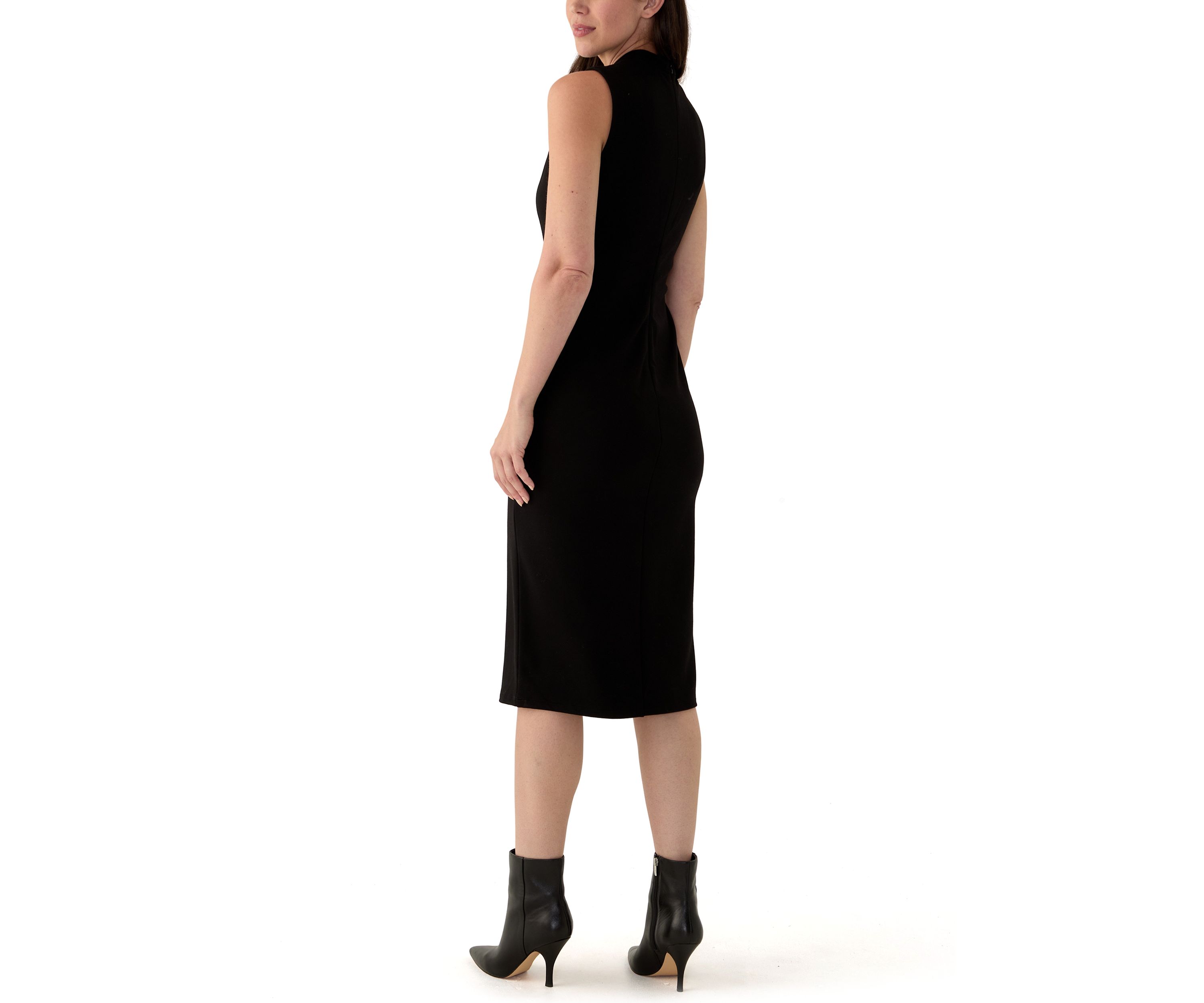 Womens Sleeveless Mock Neck Midi Dress