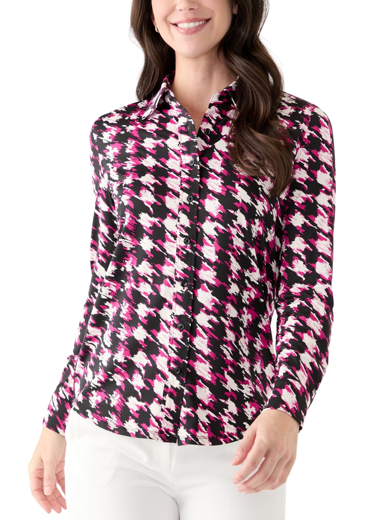 Womens Printed Button Down Shirt