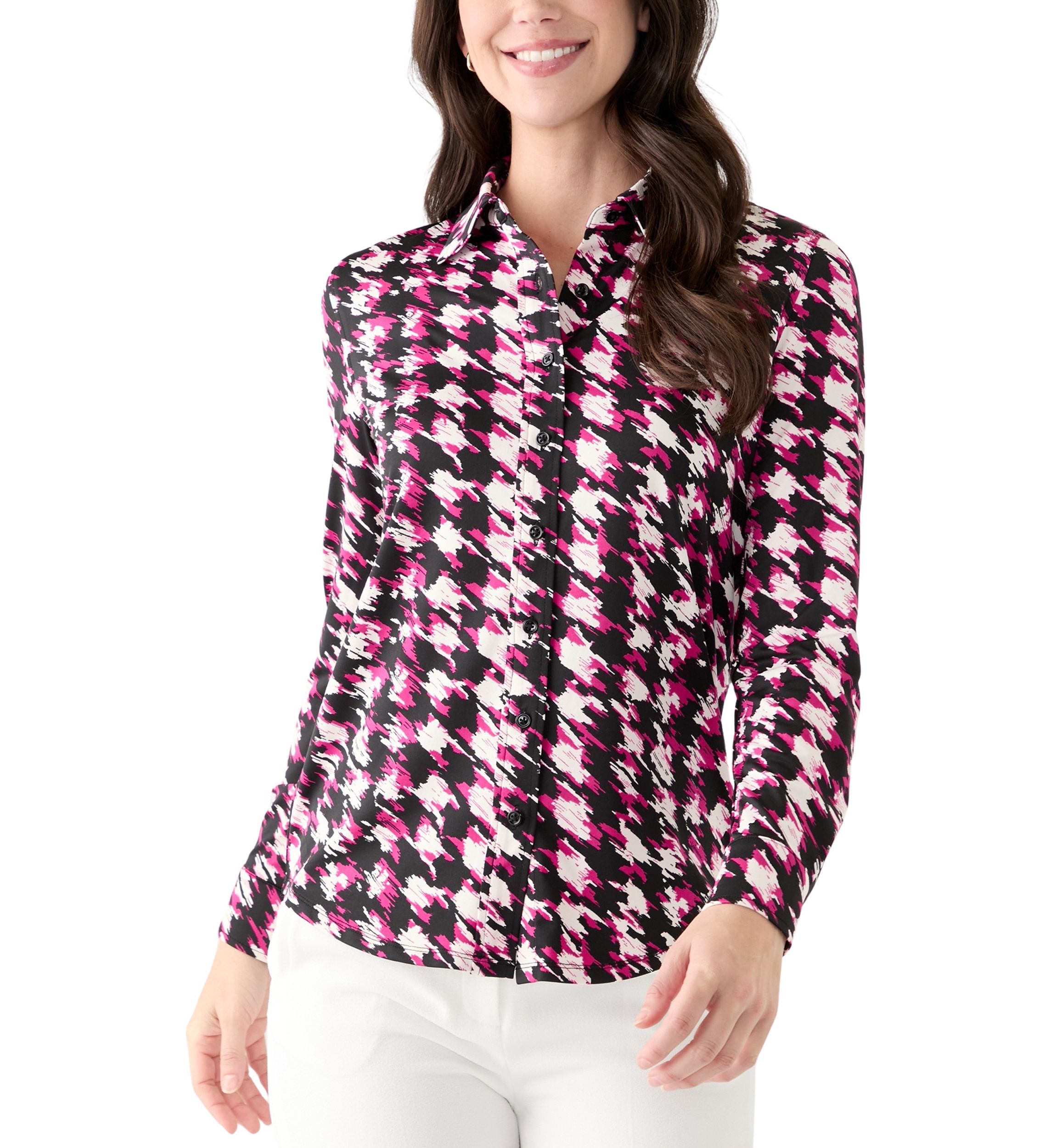 Womens Printed Button Down Shirt