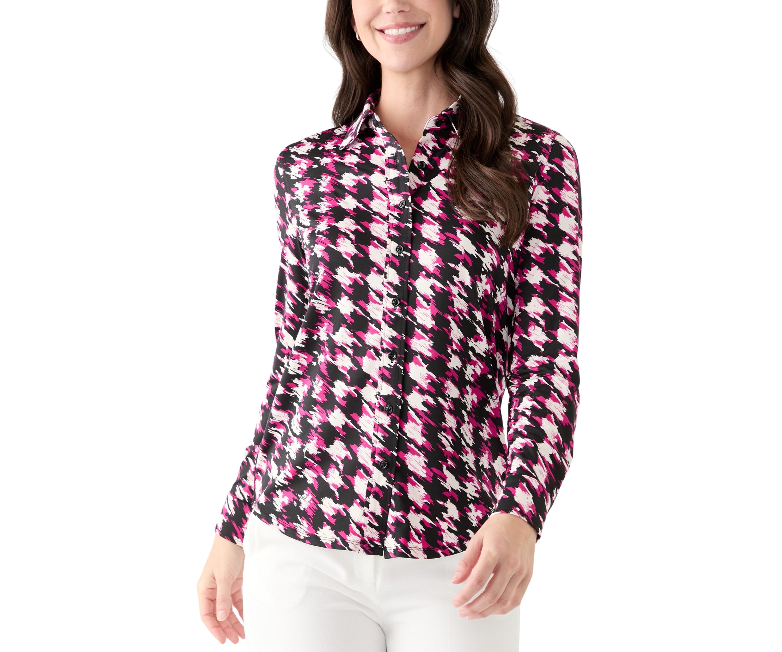 Womens Printed Button Down Shirt