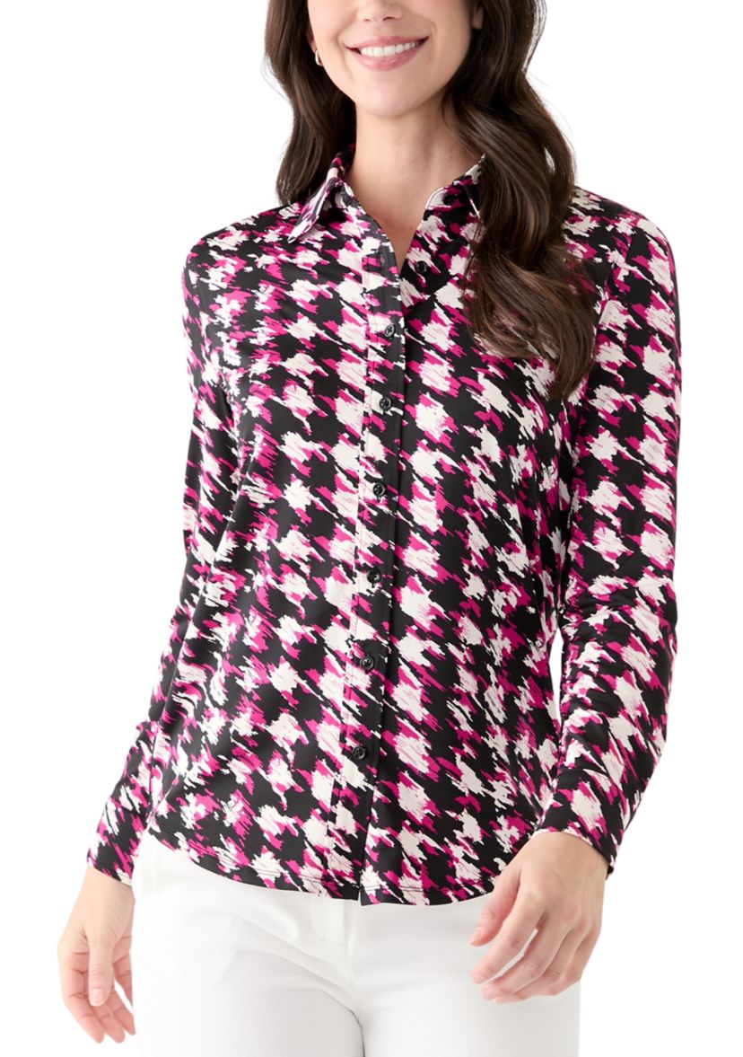 Womens Printed Button Down Shirt