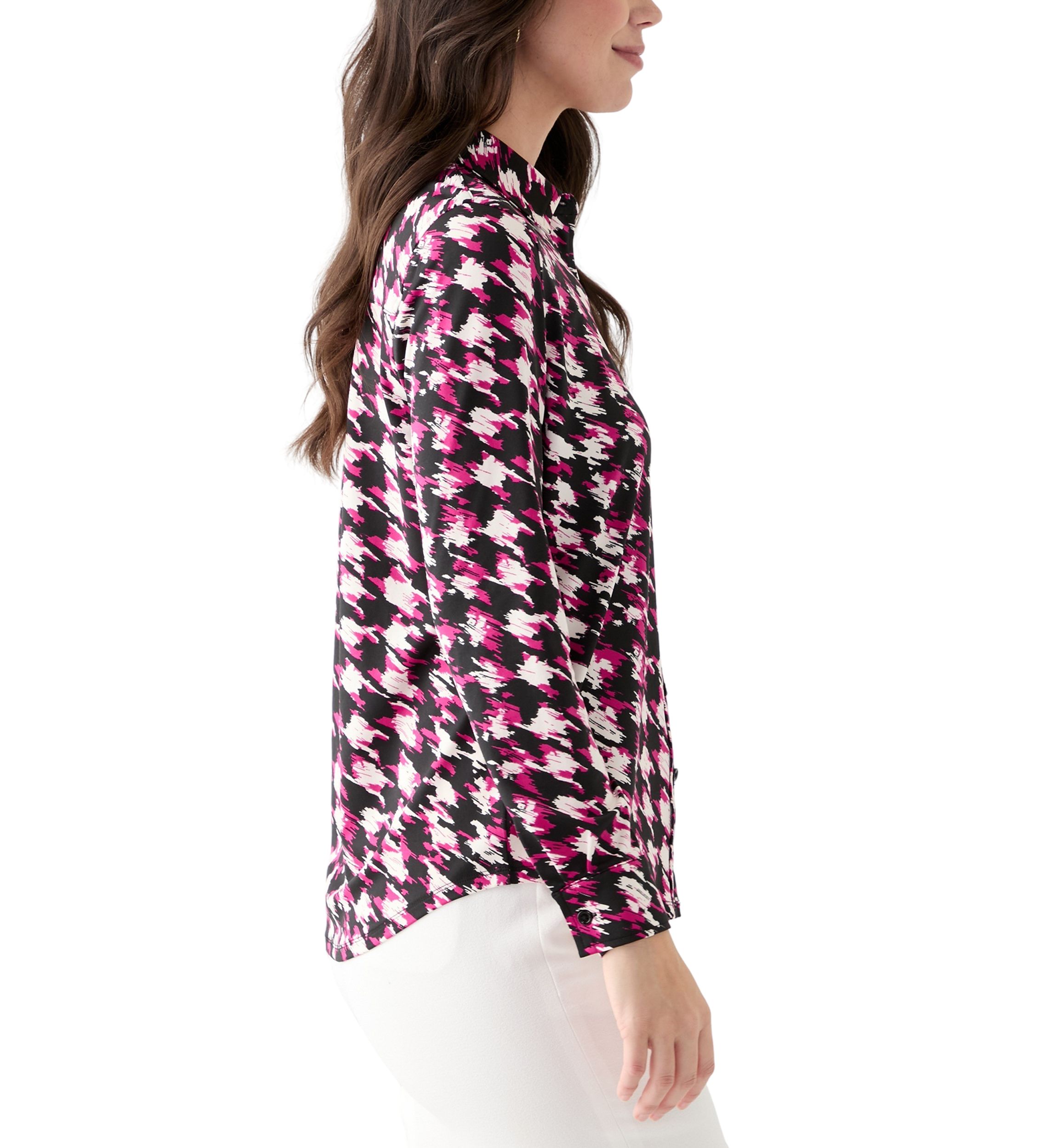 Womens Printed Button Down Shirt
