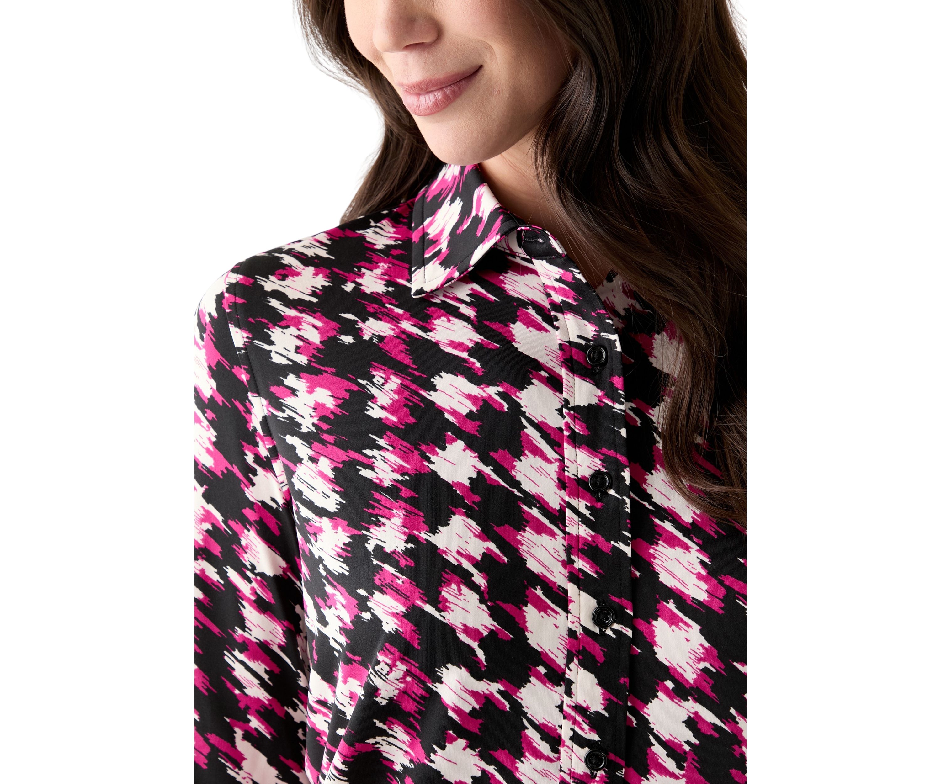 Womens Printed Button Down Shirt