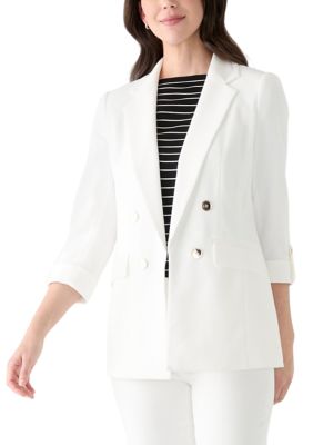 THE LIMITED Women's Petite Faux Double Breasted Blazer, White, PM