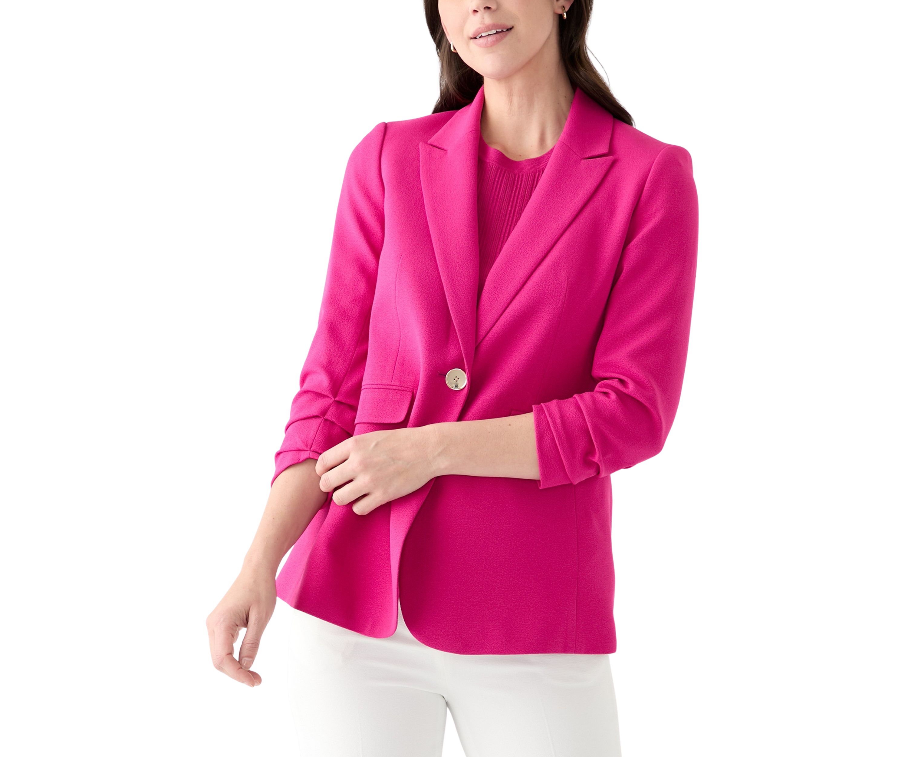 Womens One Button Peak Lapel Blazer