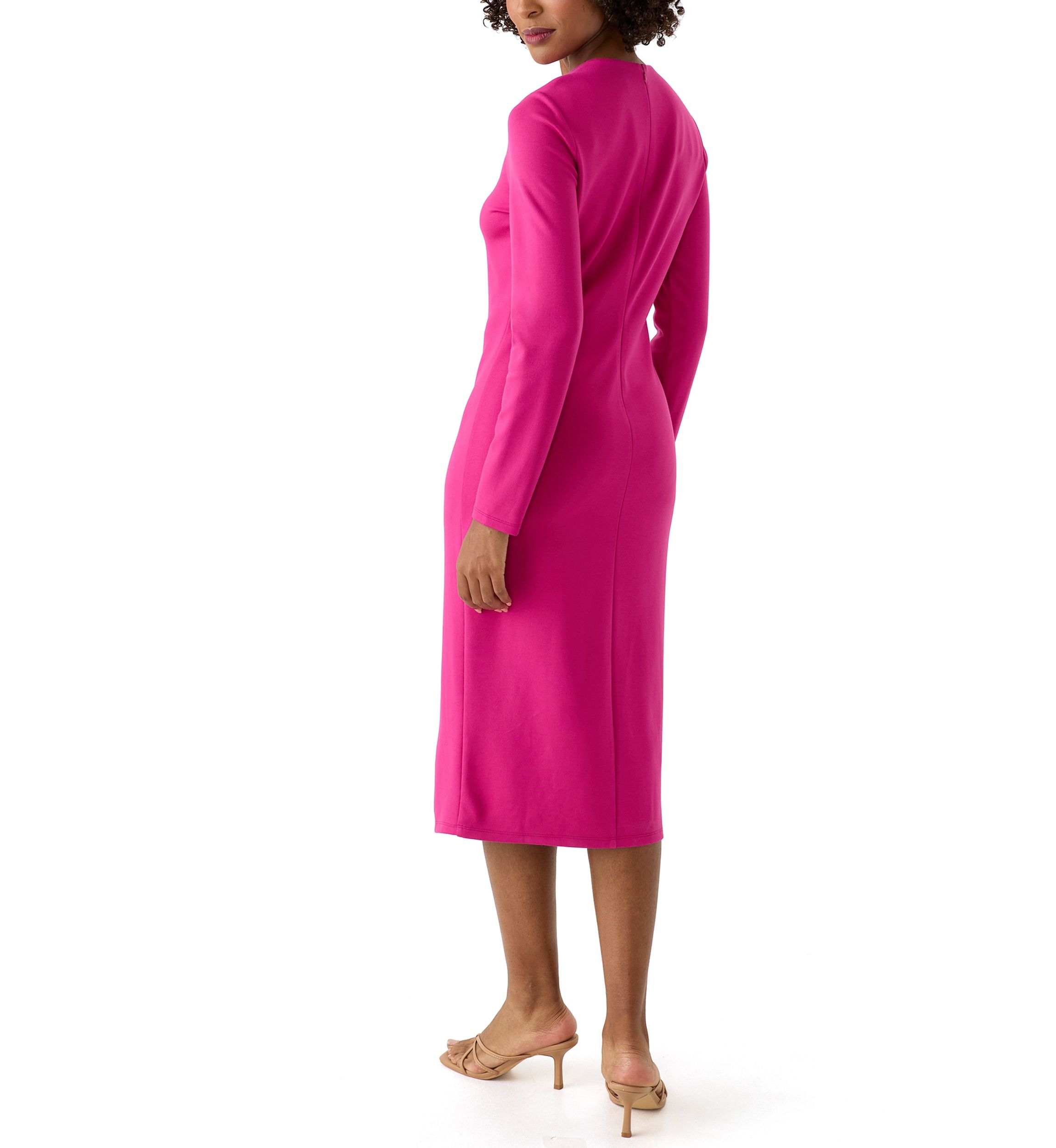 Womens Long Sleeve Mock Neck Fitted Dress